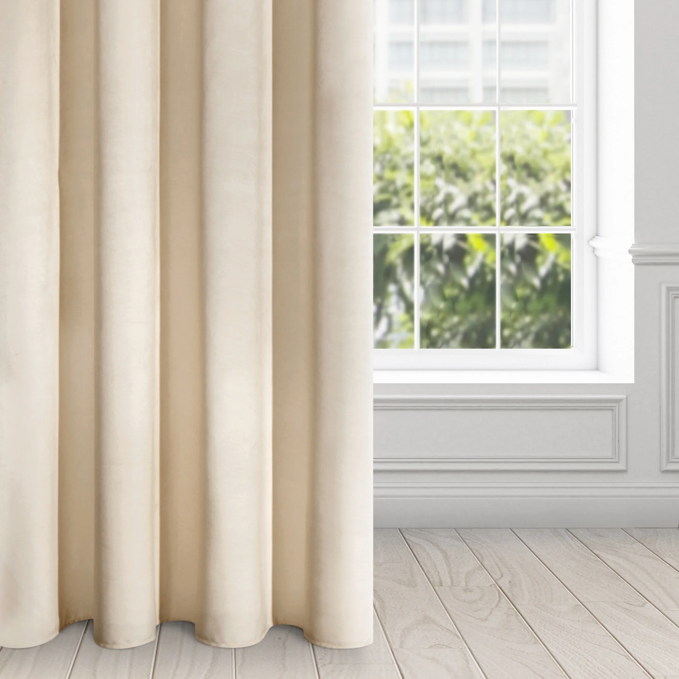 Zasłona beżowa z ekskluzywnego aksamitnego welwetu 290 g/m2 140x250 cm 10 szt. przelotek - RIA - Diva Line | eurofirany