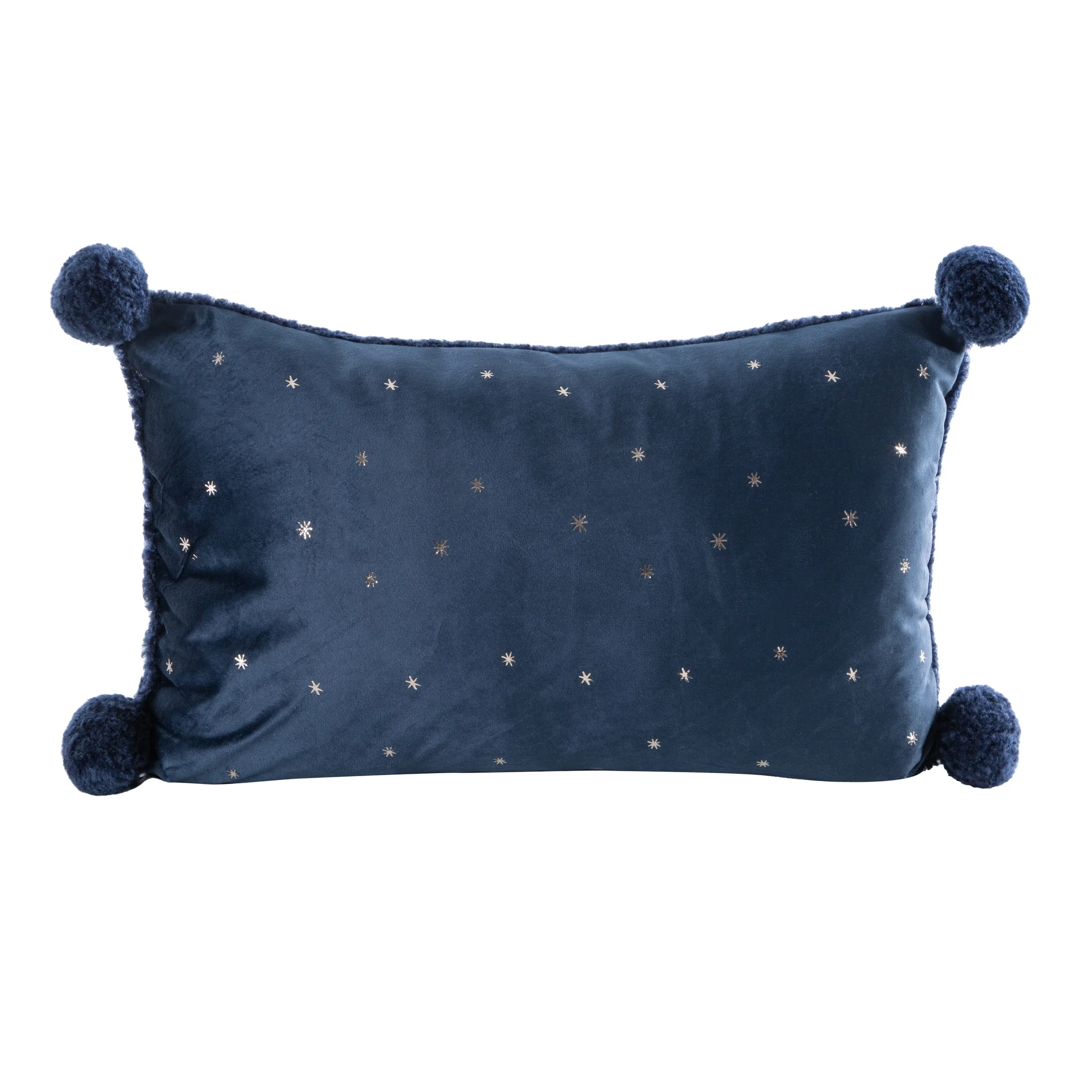 Poszewka na poduszkę dwustronna 30x50 cm welwetowa kolor granatowy z motywem świątecznym |