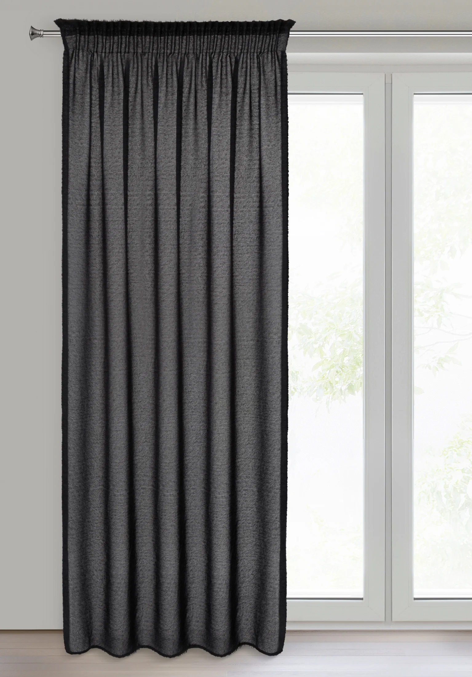 Zasłona czarna z moherowej tkaniny 140x270 cm taśma - AGIS