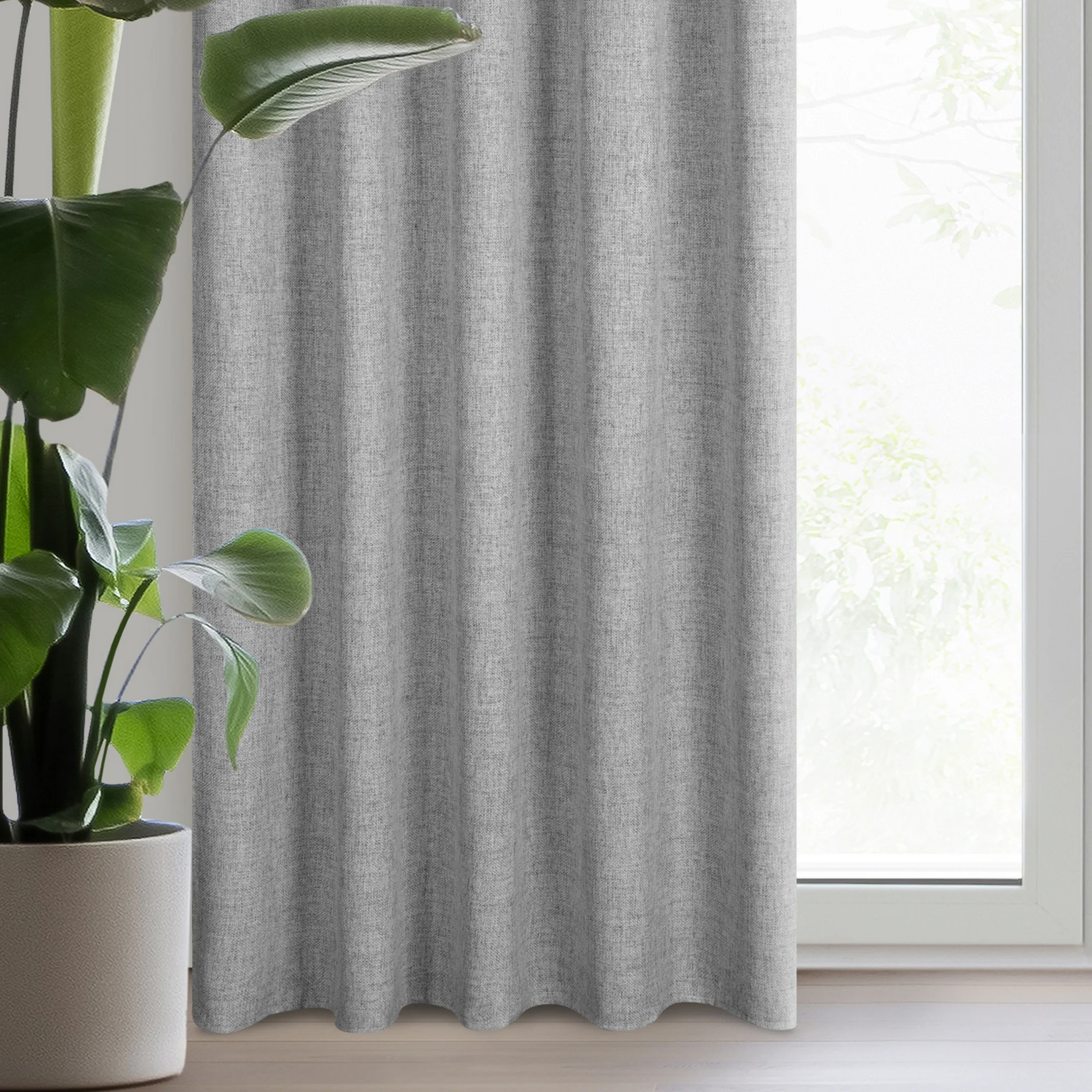 Zasłona srebrna w stylu eko 140x270 cm taśma - JULA2 | eurofirany