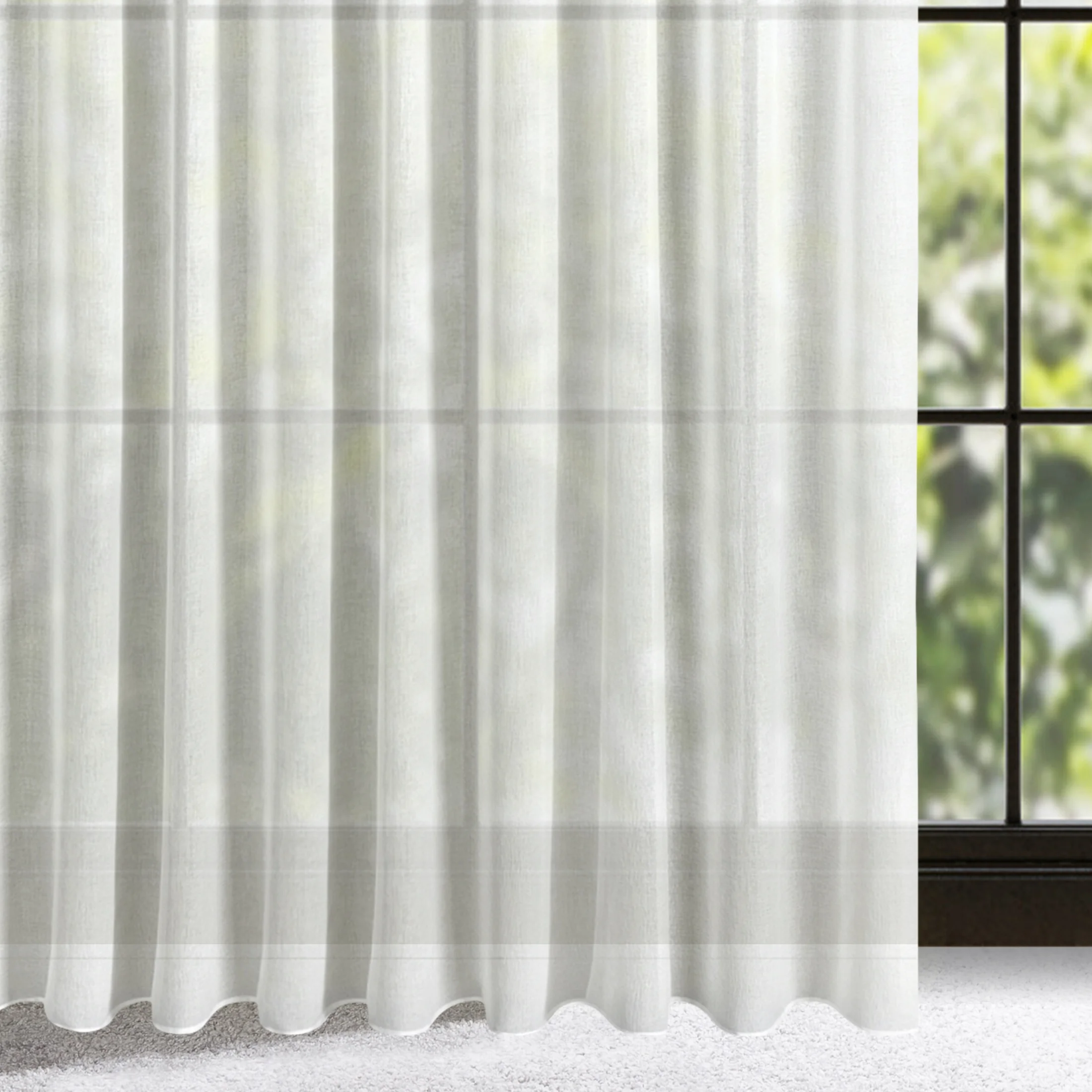 Firana biała z błyszczącej tkaniny o gęstym splocie 300x270 cm taśma MARGO | eurofirany