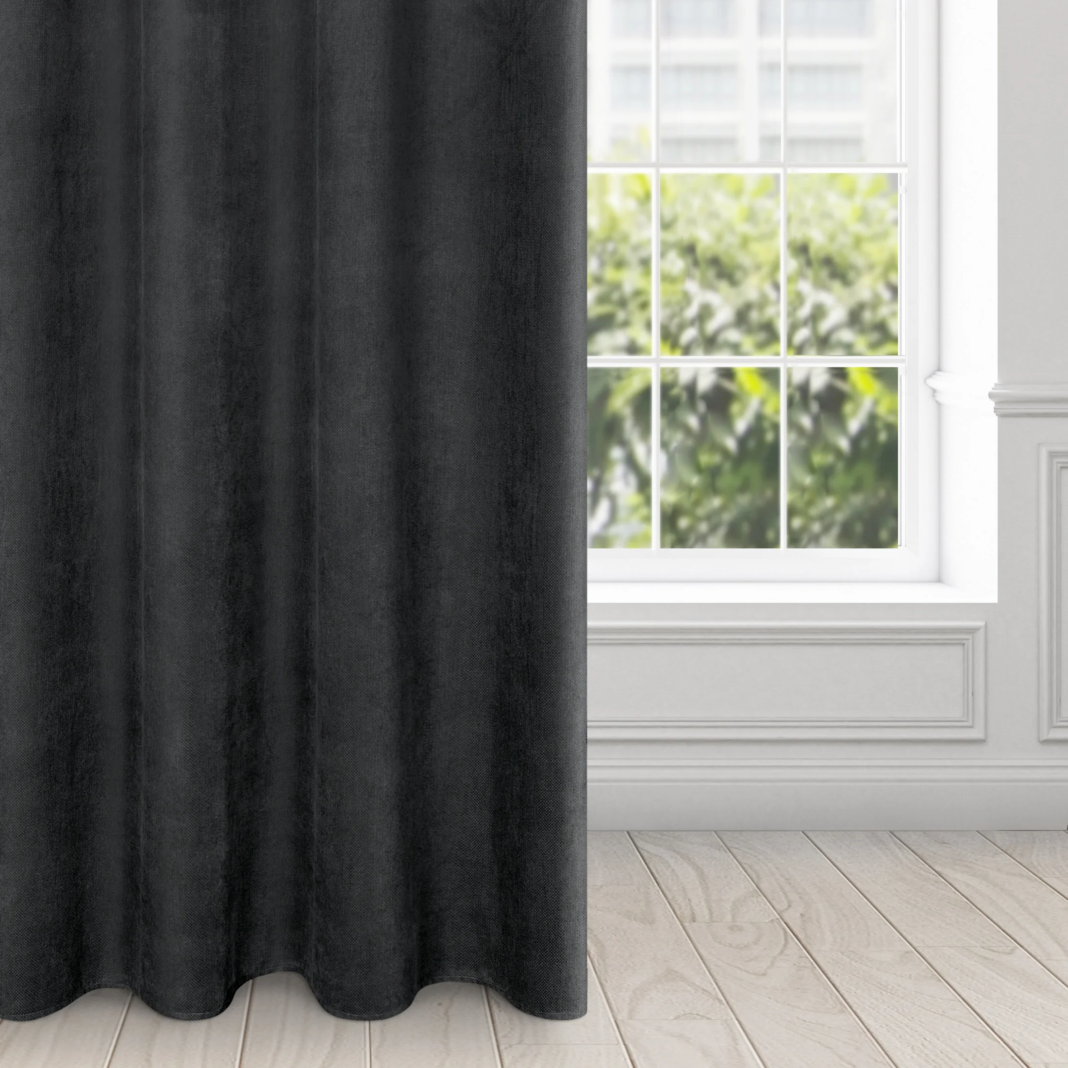 Zasłona czarna z matowego welwetu 140x250 cm przelotka - MILO | eurofirany