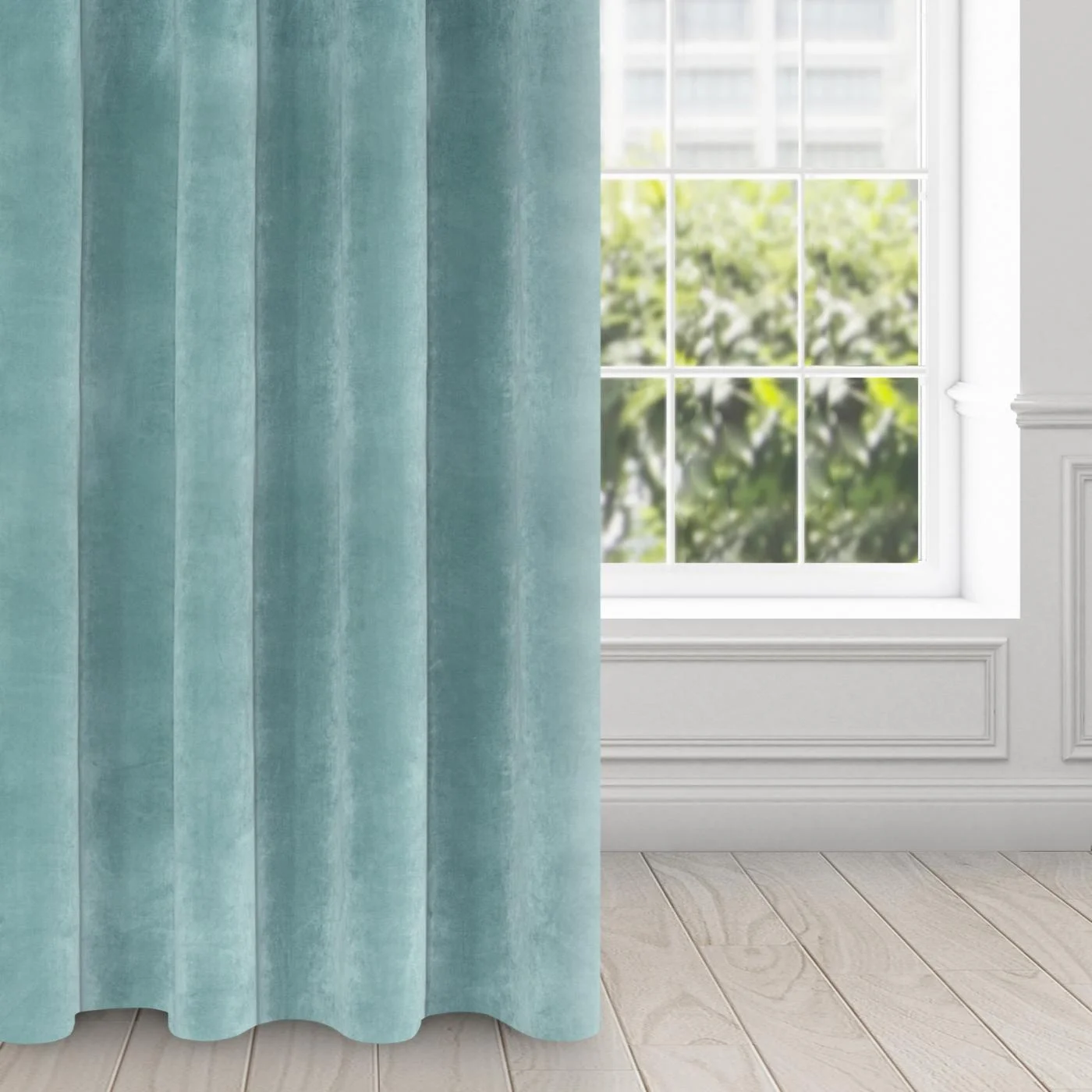 Zasłona morska z ekskluzywnego aksamitnego welwetu 290 g/m2 140x250 cm 10 szt. przelotek - VILLA | eurofirany