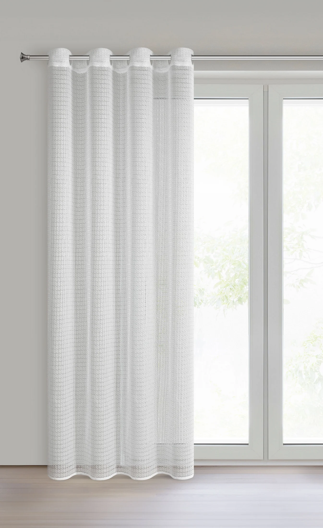 Firana biała z siateczki 140x250 cm przelotki - ELIRA
