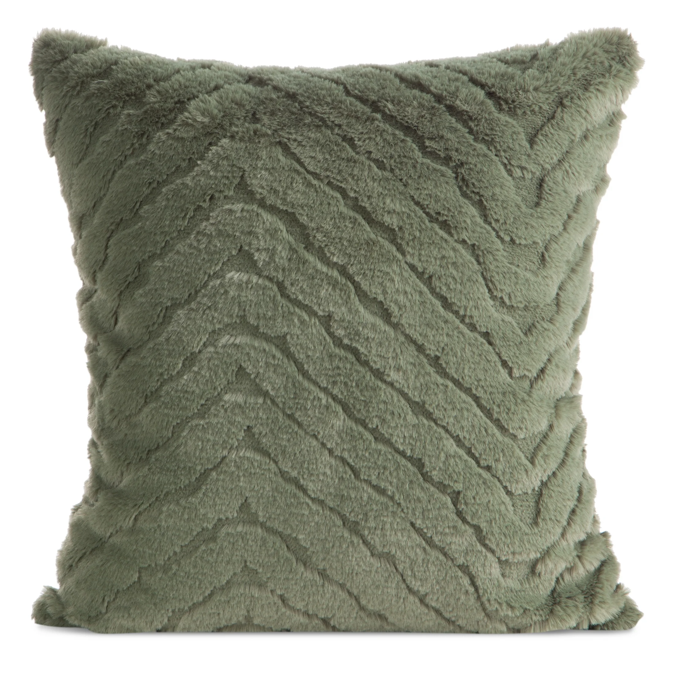 Poszewka na poduszkę 45x45 cm futrzana oliwkowa zdobiona efektem 3D KATE | eurofirany