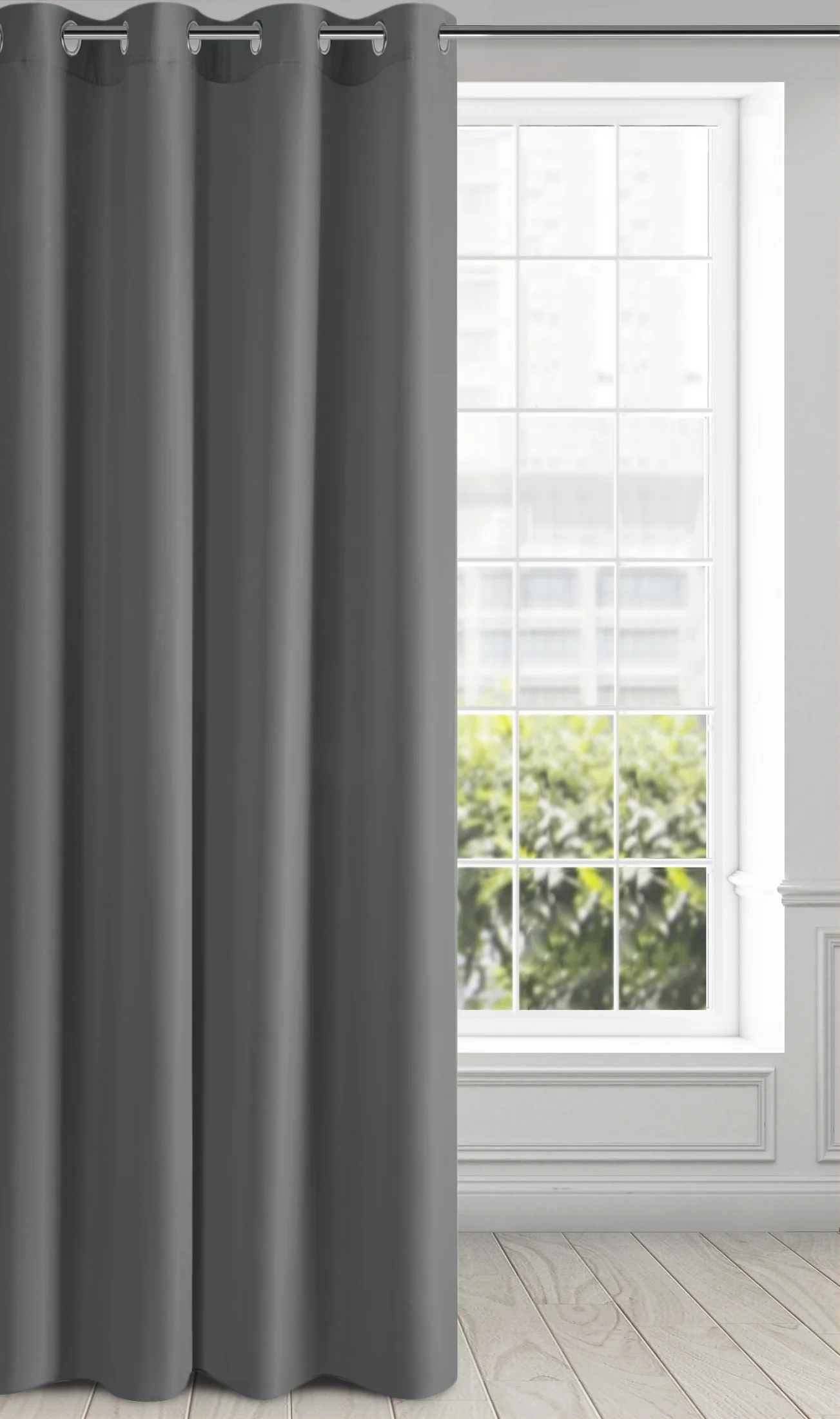 Zasłona grafitowa, matowa 140x230 cm przelotka - TRIS