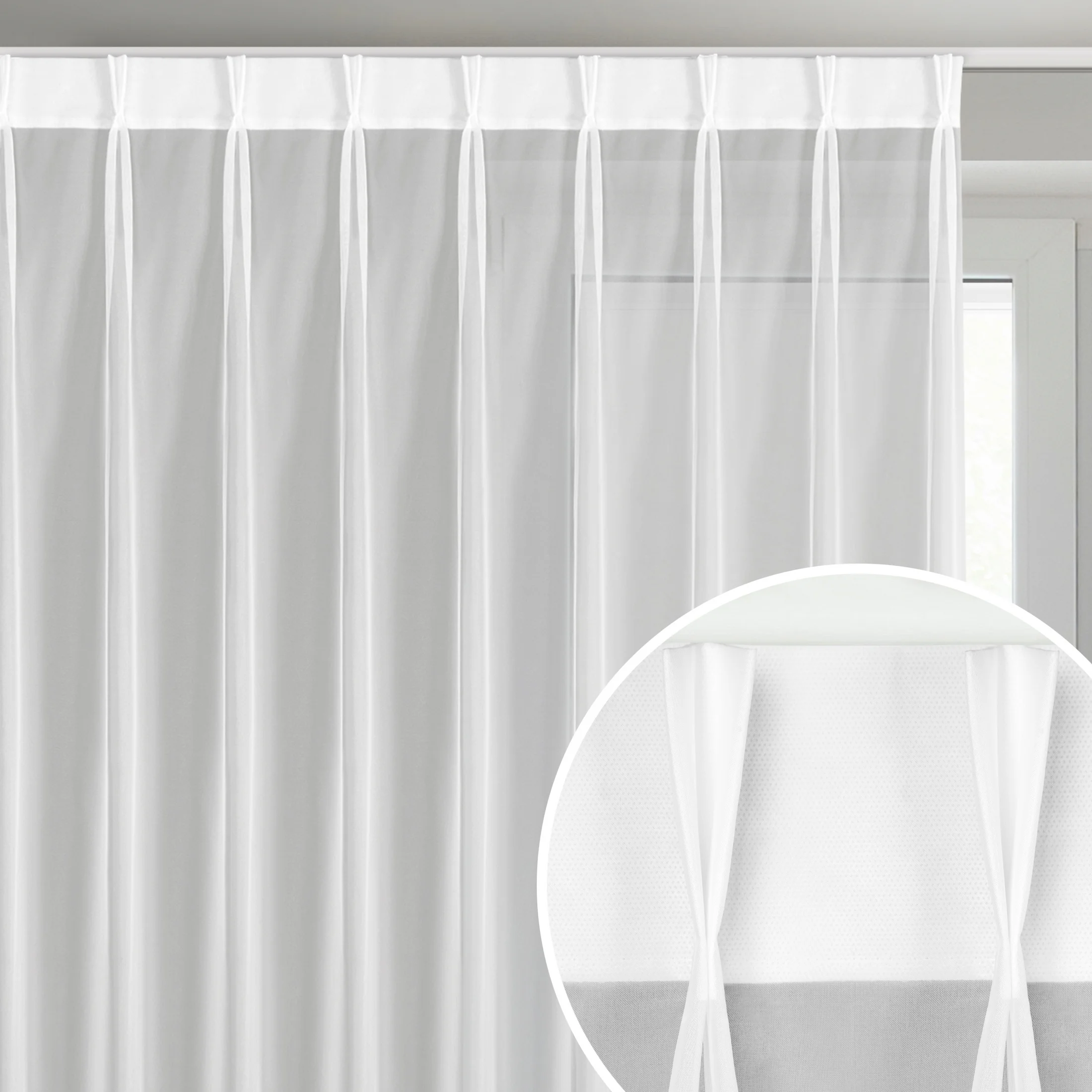 Firana biała z gładkiego woalu 230x270 cm (wymiar podany na gotowo) system flex - LUCY | eurofirany