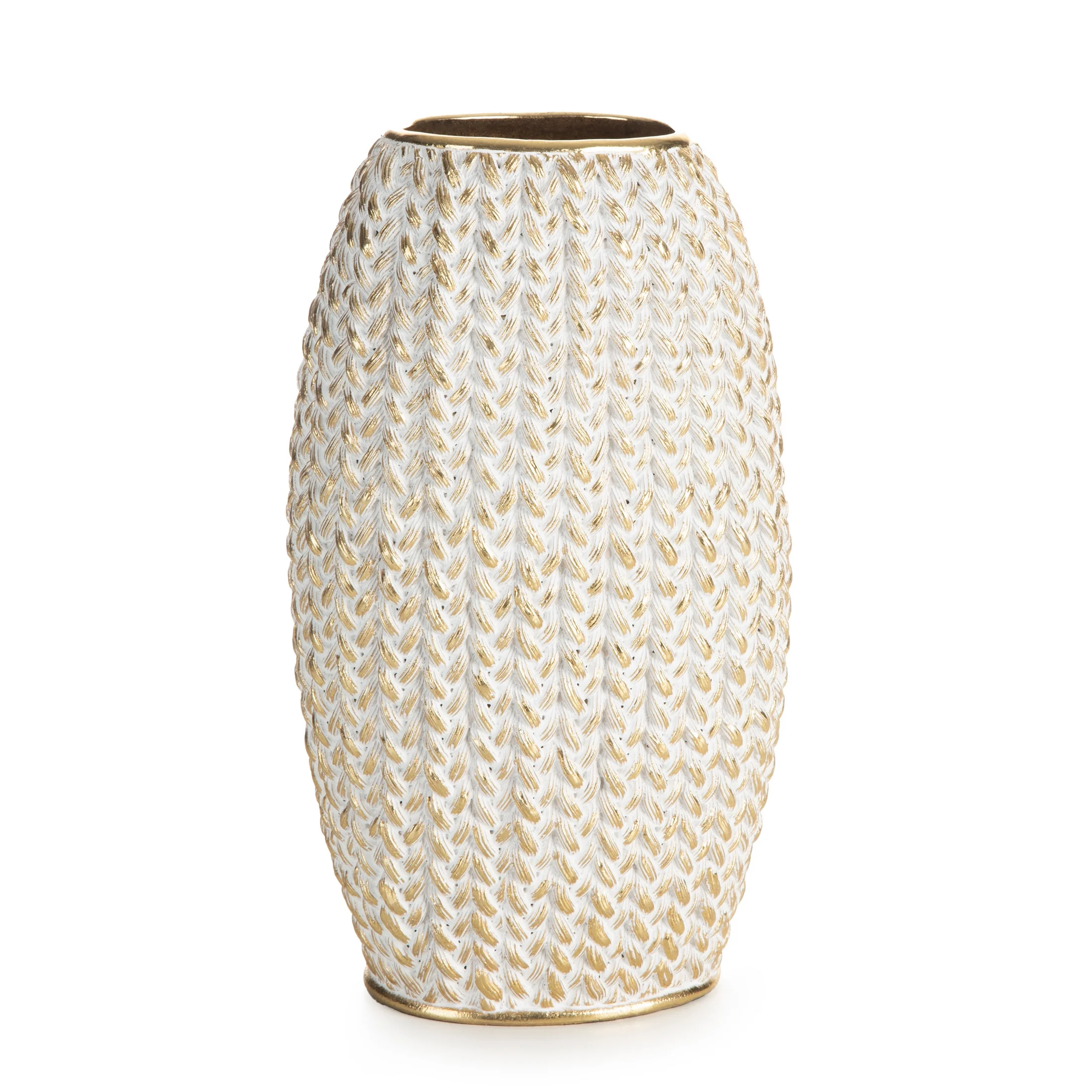 Wazon dekoracyjny MOLI zdobiony wzorem plecionego sweterka | eurofirany