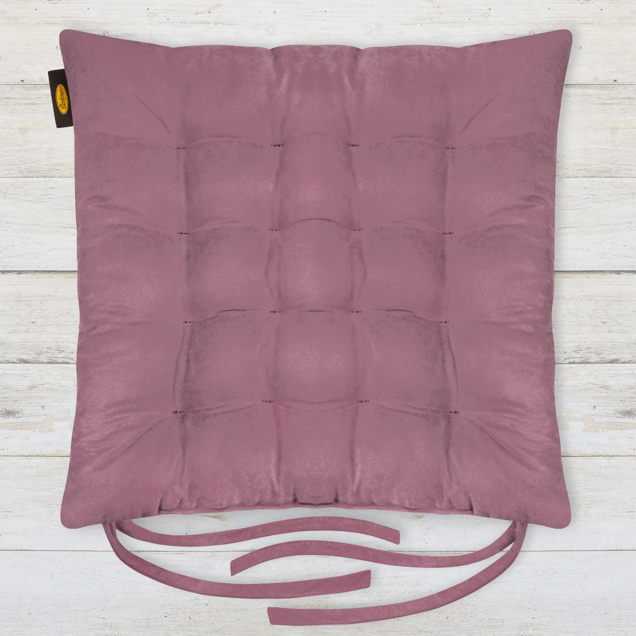 Poduszka na krzesło 40 x 40 x 6 cm welurowa ciemnoróżowa z szesnastoma pikowaniami ADORE