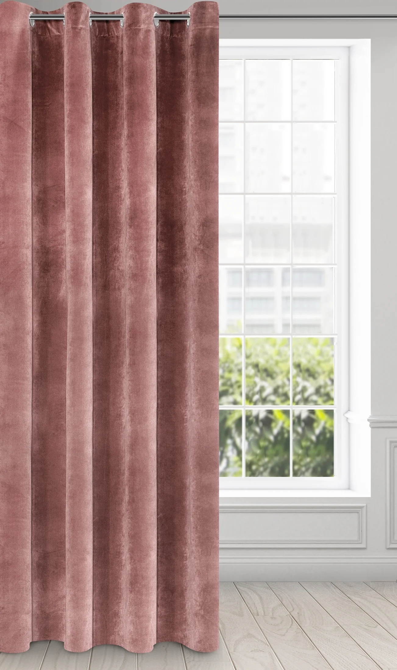 Zasłona ciemnoróżowa z ekskluzywnego aksamitnego welwetu 290 g/m2 140x250 cm 10 szt. przelotek - RIA - Diva Line