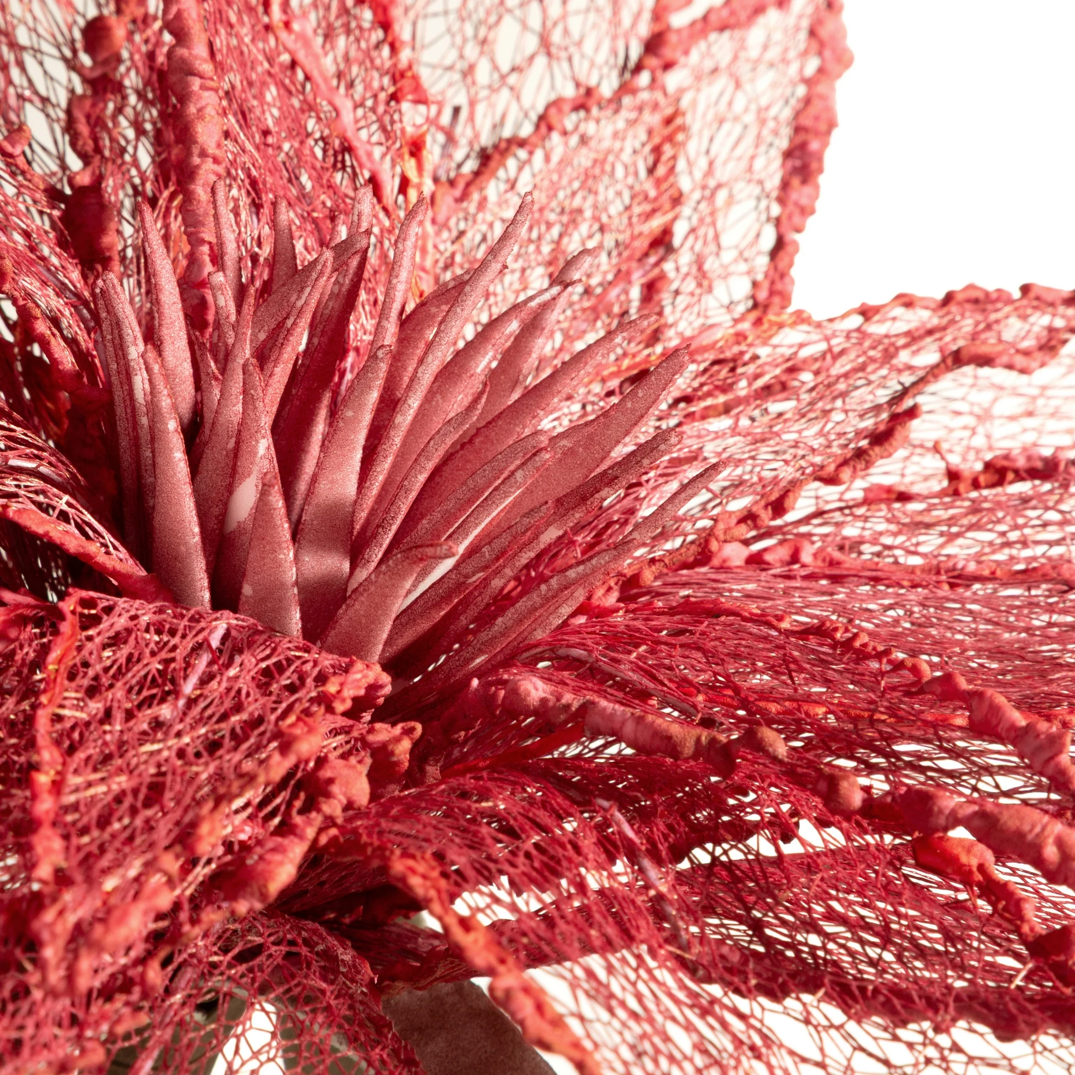 Kwiat sztuczny czerwony z siateczki 70 cm