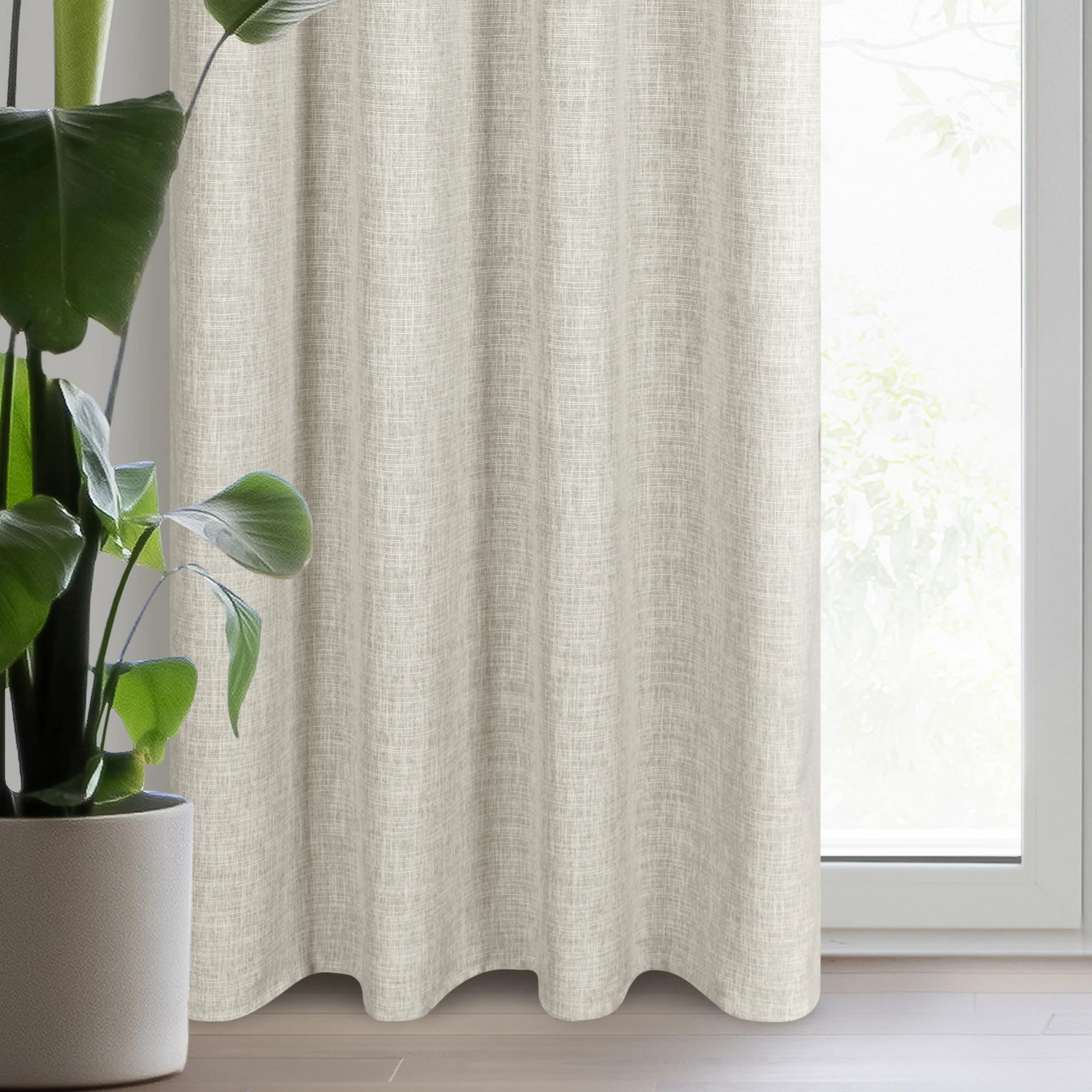 Zasłona naturalna z lnianym splotem w stylu eko 140x250 cm przelotka ROMA | eurofirany