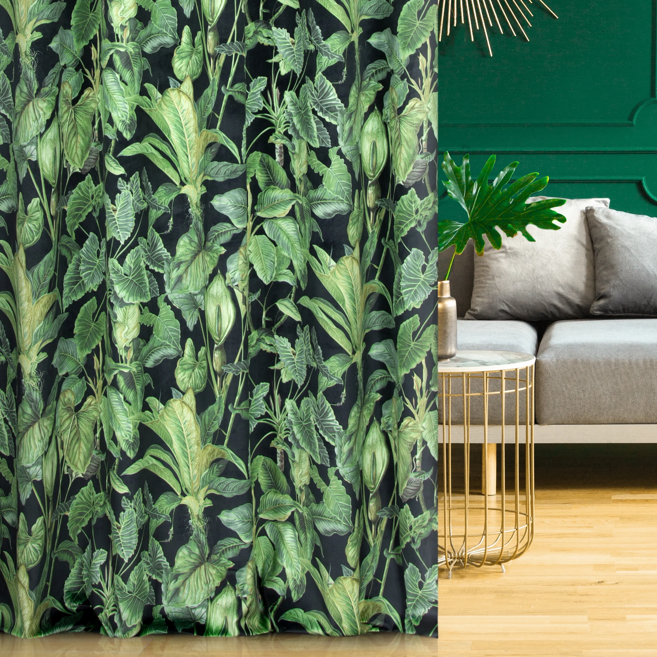 Tkanina zasłonowa miękka, welwetowa tkanina z drukowanym wzorem z motywem botanicznym