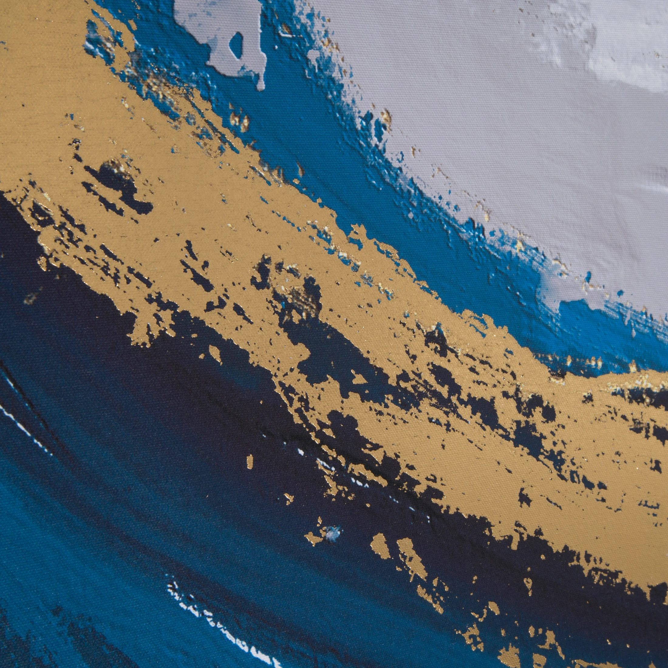 Obraz abstrakcja szaro, granatowy nadruk na płótnie ze złotymi zdobieniami 60x90 cm COLLAGE 5