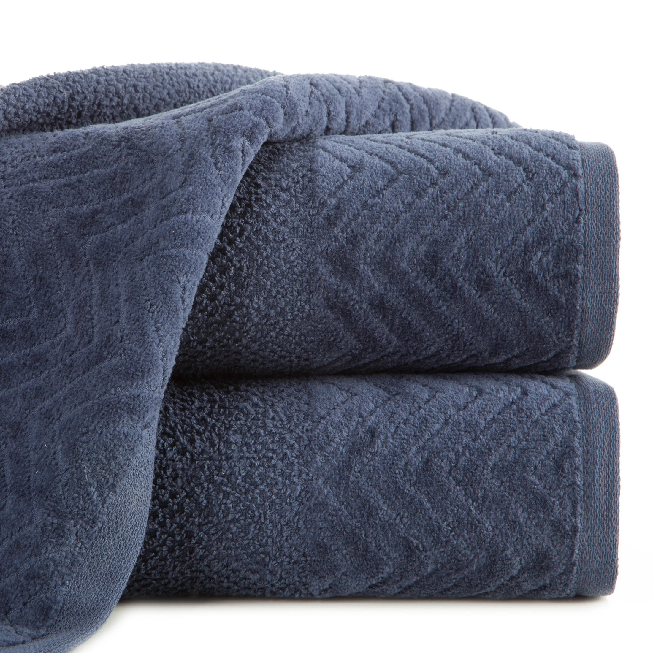 Ręcznik kąpielowy 50x90 cm bawełniany kolor granatowy o ryżowej strukturze z welwetową bordiurą 500 g/m2 LOREN