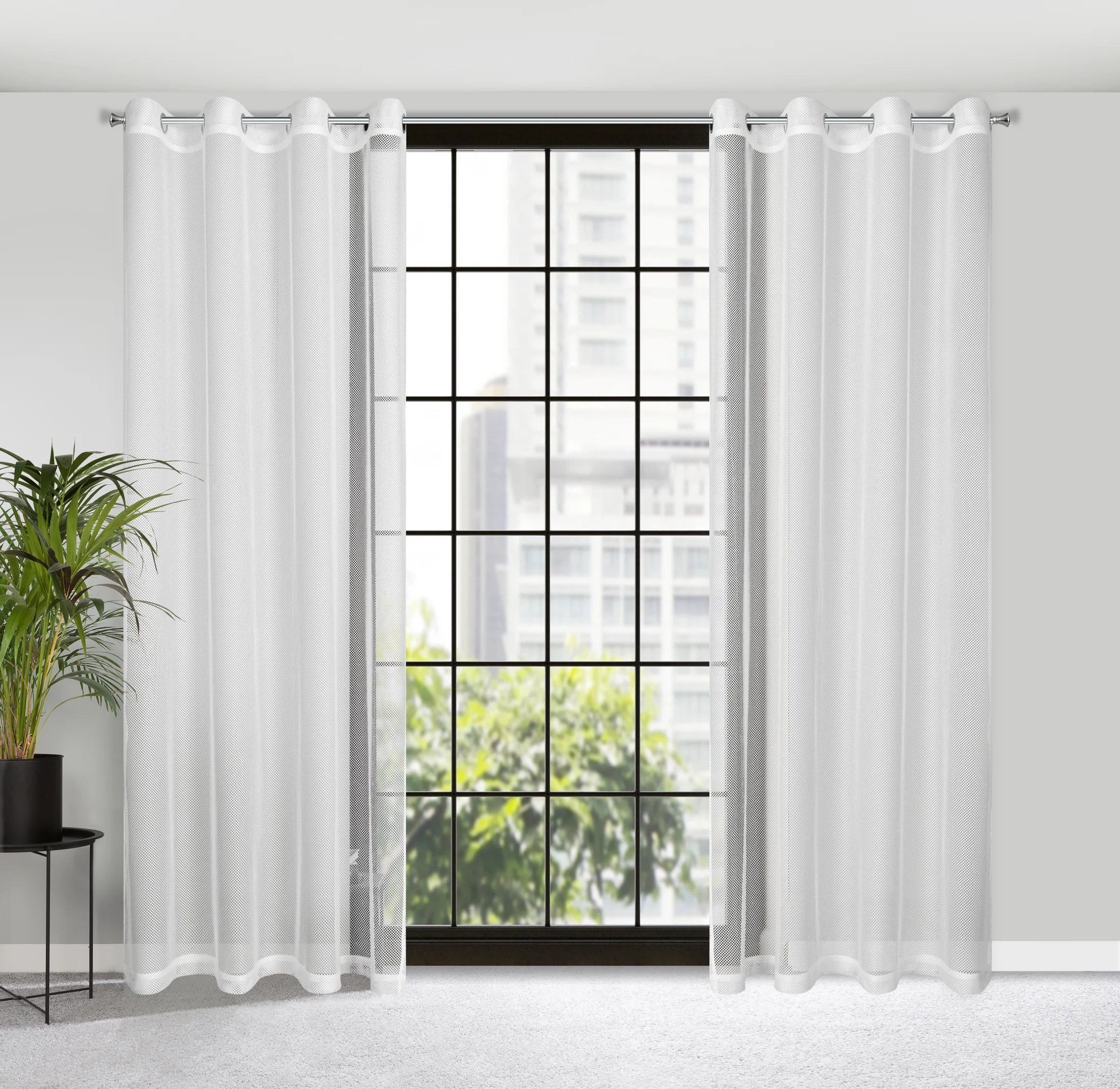 Firana biała z gęstej siateczki 140x250 cm przelotka MEGI