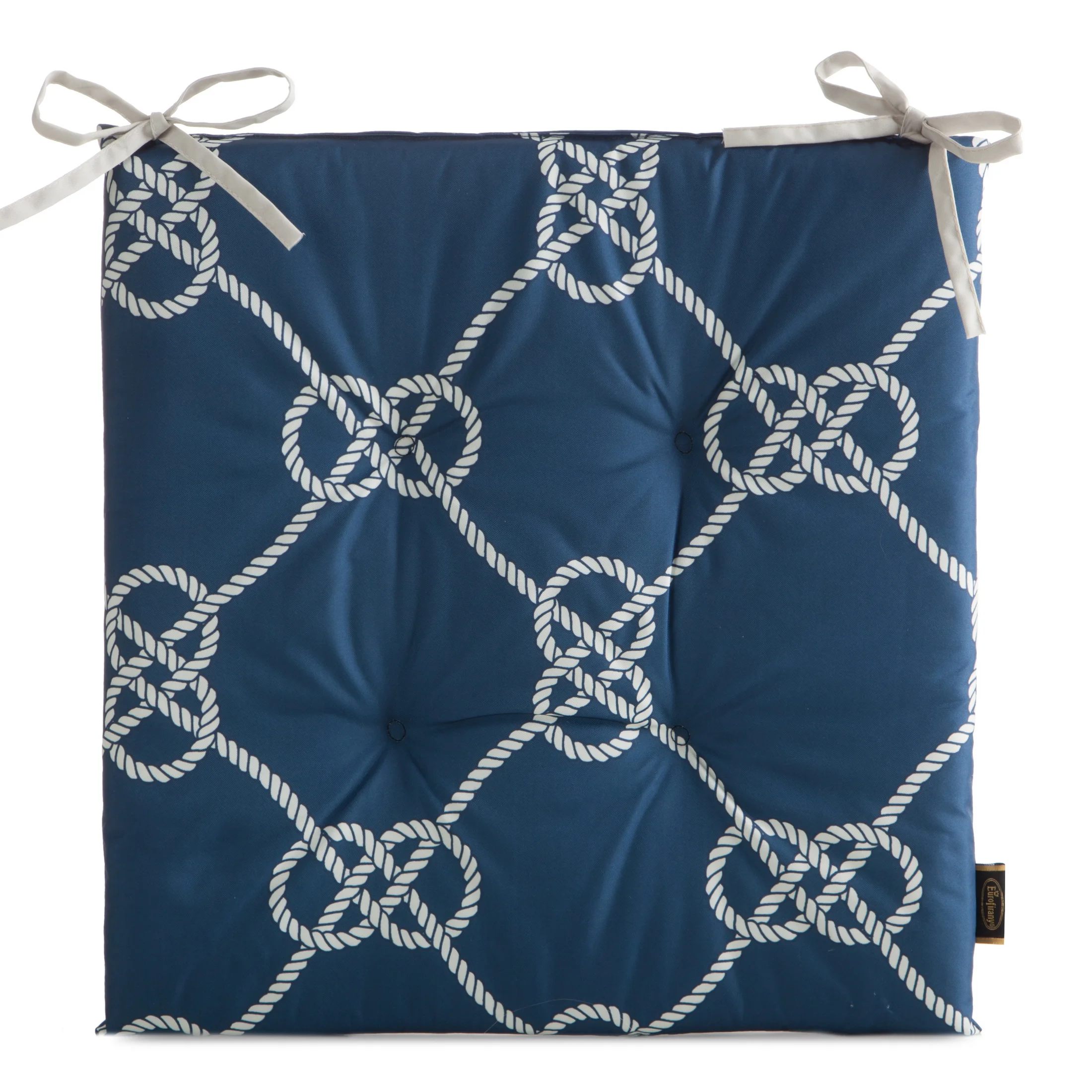 Poduszka na krzesło 43 x 43 x 4 cm wodoodporna granatowo, biała w stylu marynistycznym GARDEN