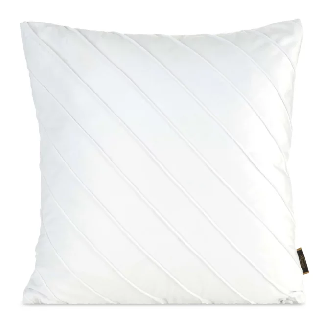 Poszewka na poduszkę 45x45 cm welwetowa biała z geometrycznym przeszywanym wzorem NALA Eurofirany Premium