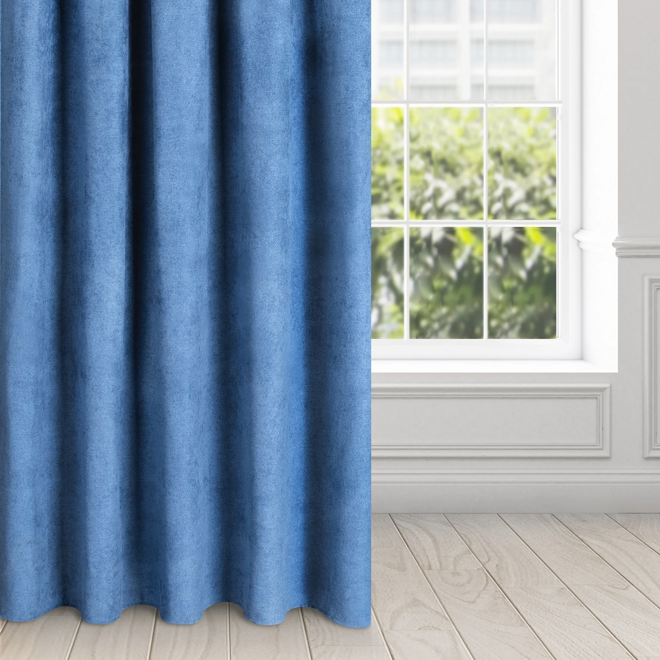 Zasłona granatowa z matowego welwetu 140x250 cm taśma - AMAYA - Diva Line | eurofirany