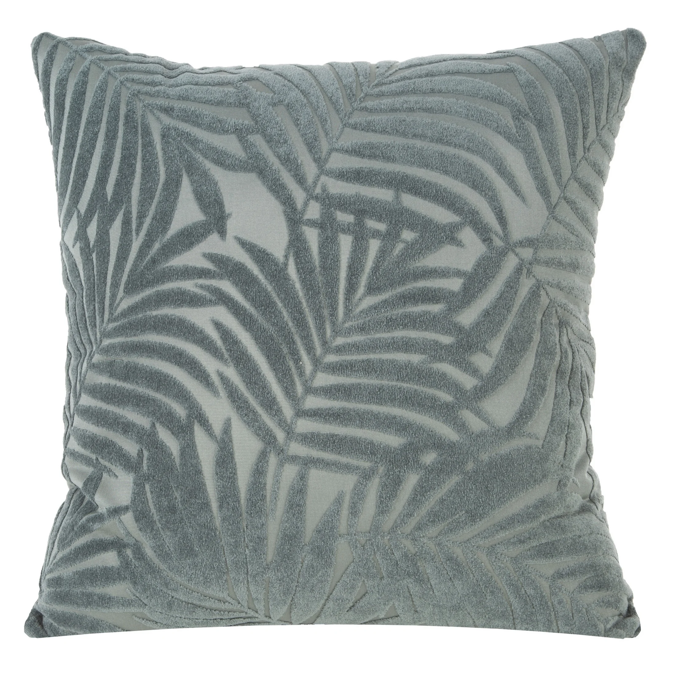 Poszewka na poduszkę 40x40 cm z miękkiego welwetu oliwkowa z wytłaczanym wzorem liści LIVIA | eurofirany