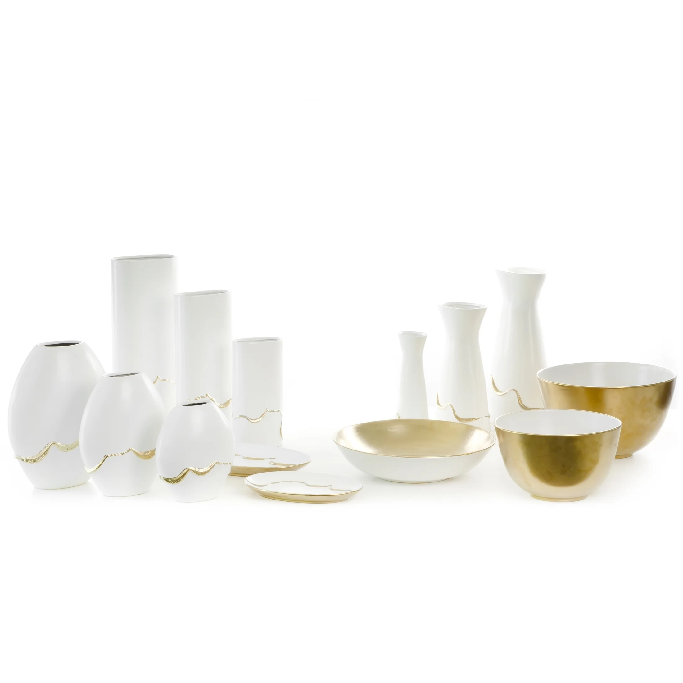 Misa ceramiczna biało-złota średnica 30x18 cm EBRU