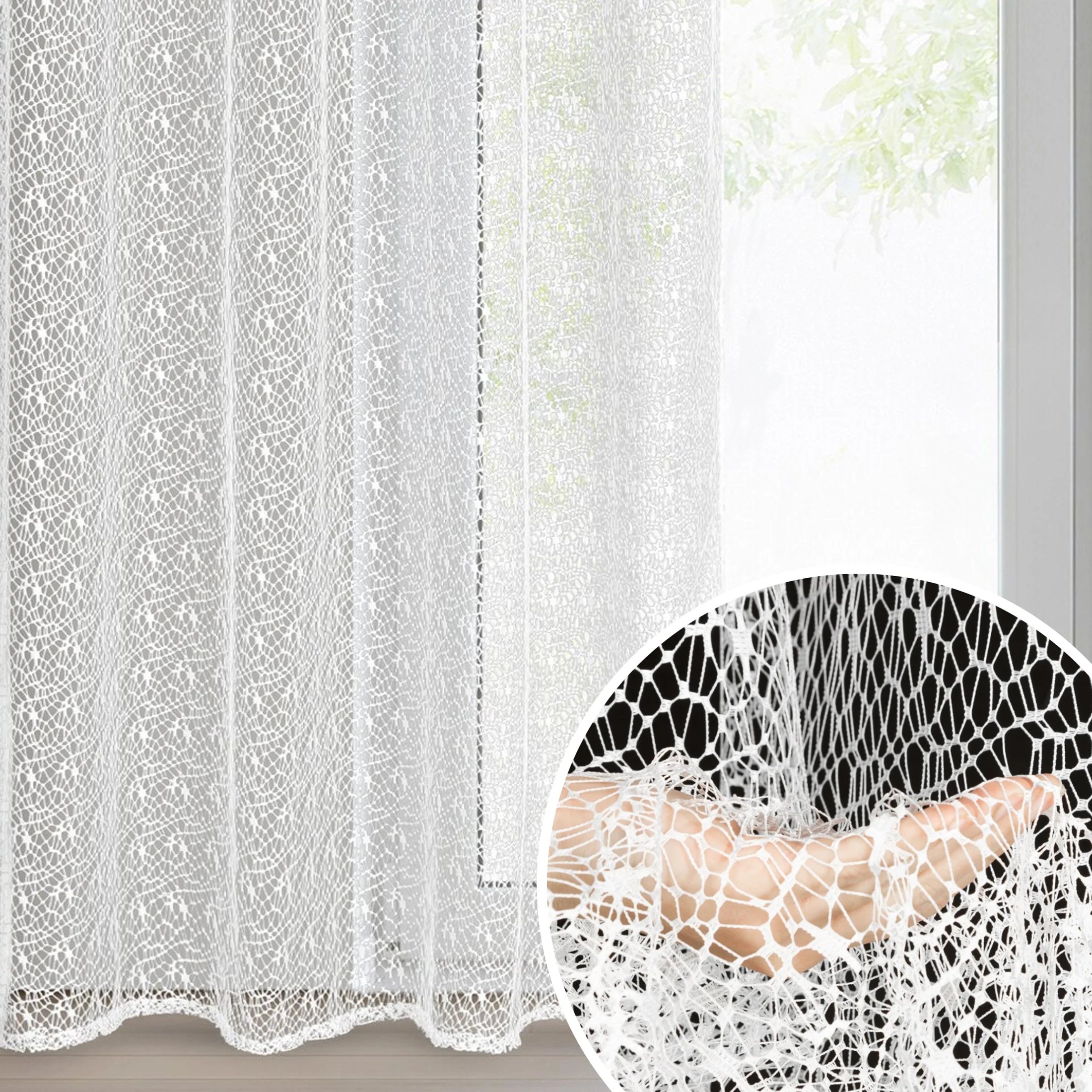 Firana biała z siateczki niewymagająca prasowania 140x250 cm przelotka ELLISSA | eurofirany