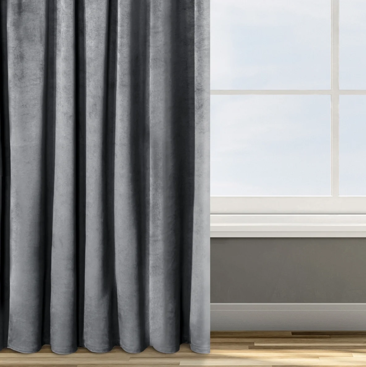 Zasłona welwetowa grafitowa 140x270 cm taśma - ROSA - Design 91 | eurofirany