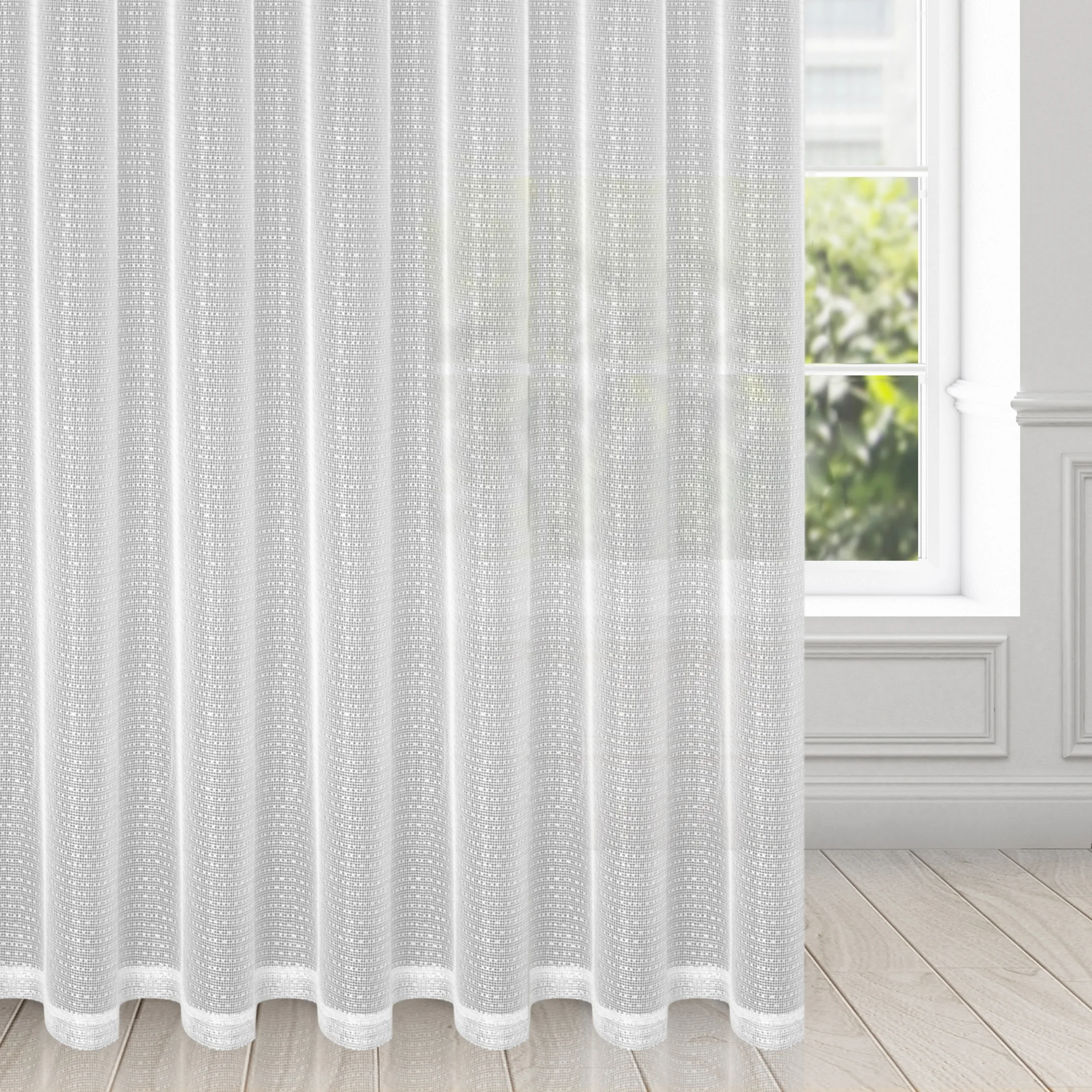 Firana biała o strukturze drobnej siatki 400x250 cm przelotka KATRIANA | eurofirany