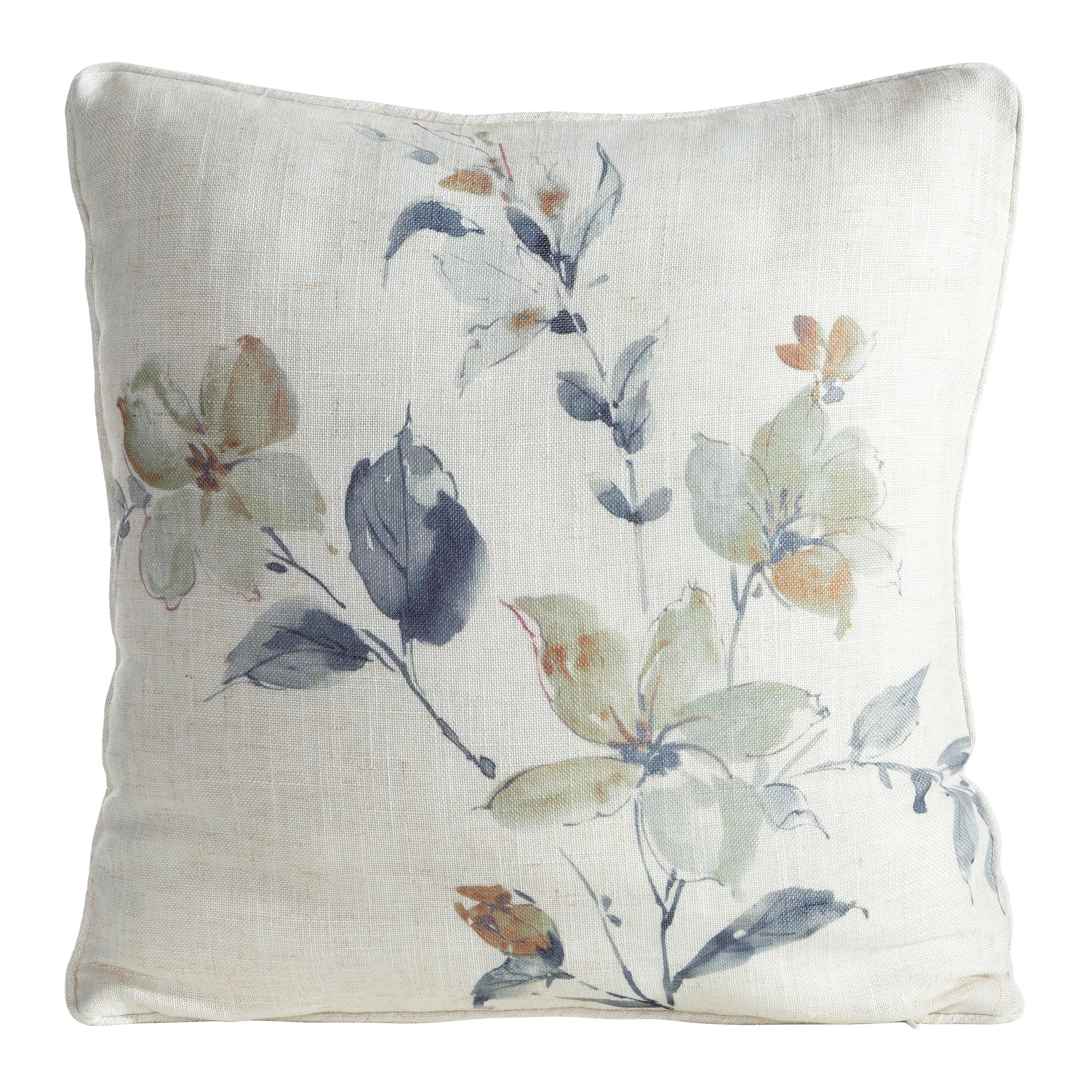 Poszewka na poduszkę 45x45 cm o strukturze lnu z lamówką naturalna, jasnoszara LEN | eurofirany