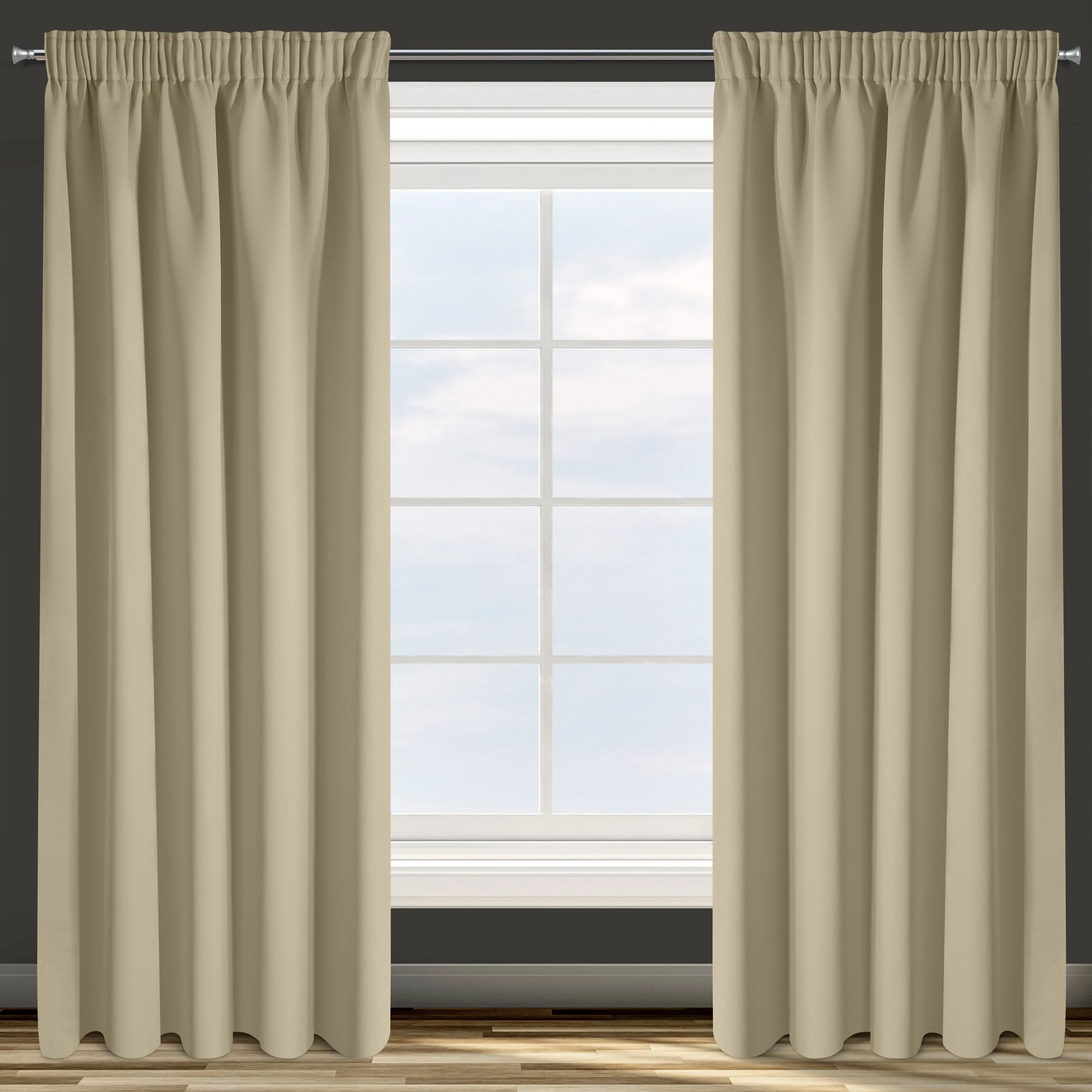 Zasłona beżowa z gładkiej tkaniny zaciemniającej typu - BLACKOUT 135x270 cm taśma - PARISA - Design 91 | eurofirany