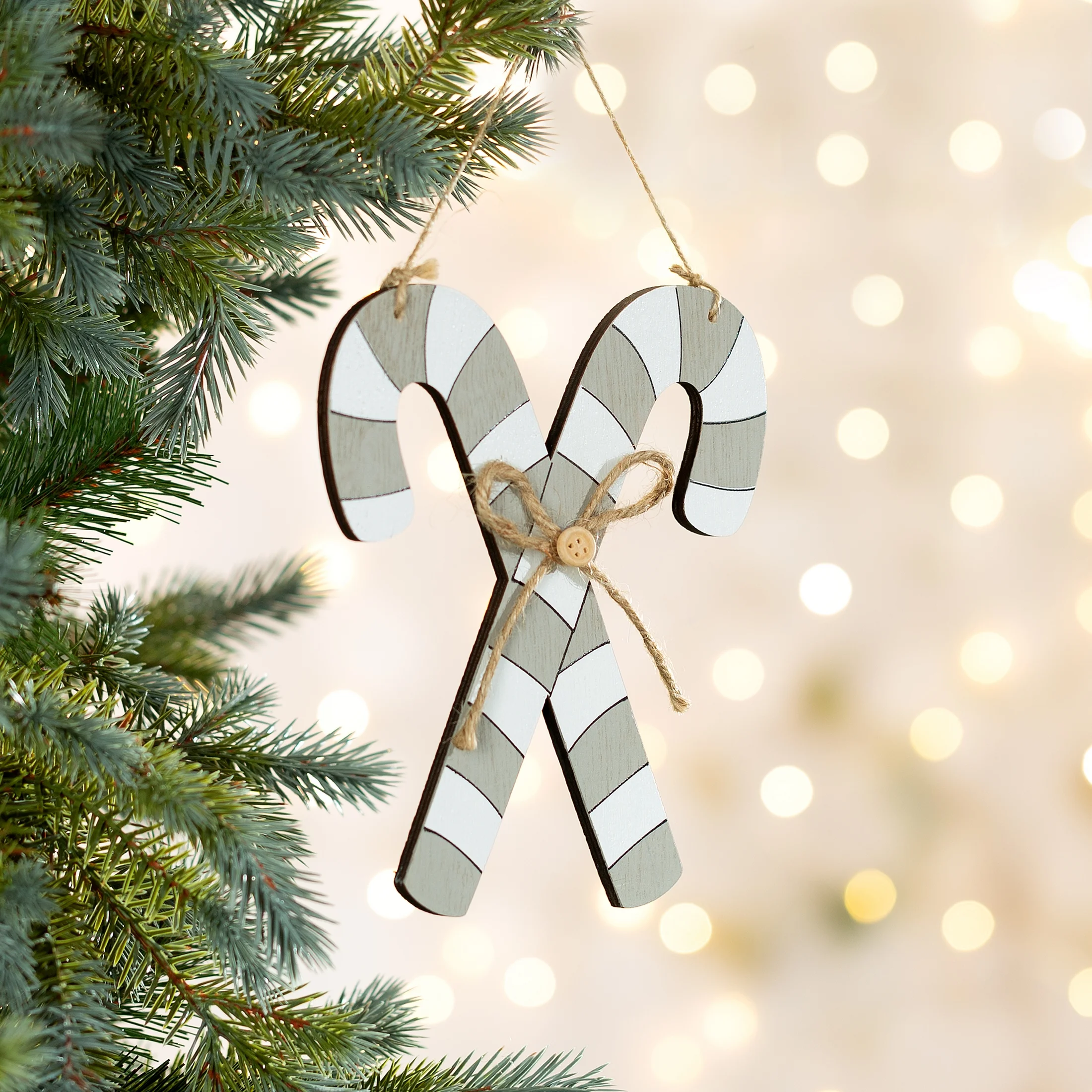 Ozdoba choinkowa w kształcie lasek cukrowych w stylu eko | eurofirany