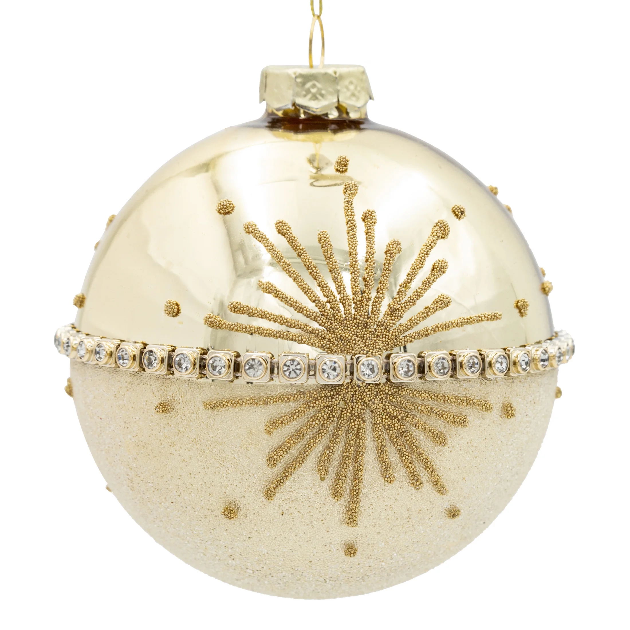 Szklana bombka ręcznie zdobiona z dodatkiem kryształków | eurofirany