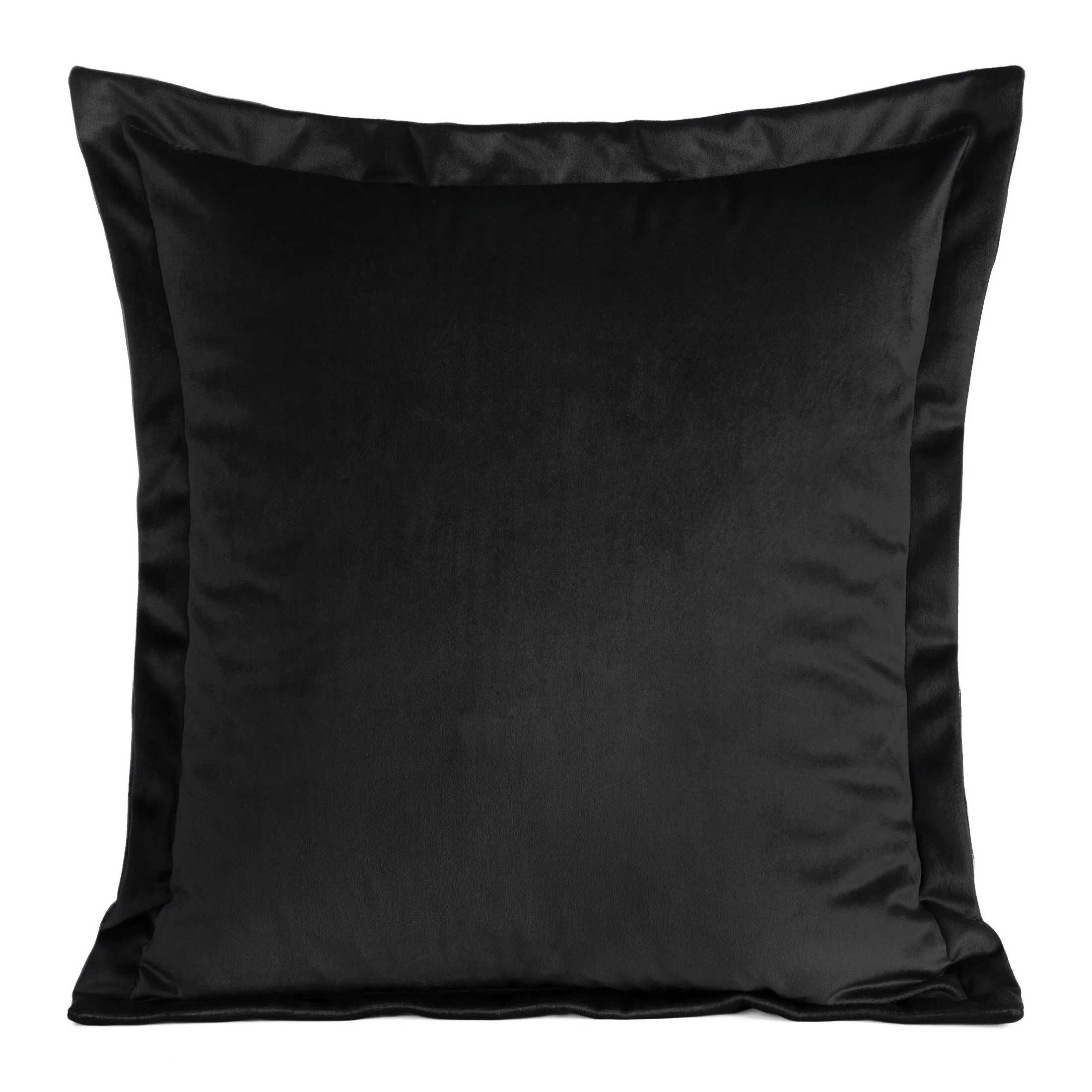 Poszewka na poduszkę 45x45 cm welwetowa czarna z ozdobnymi brzegami RIA Diva Line | eurofirany
