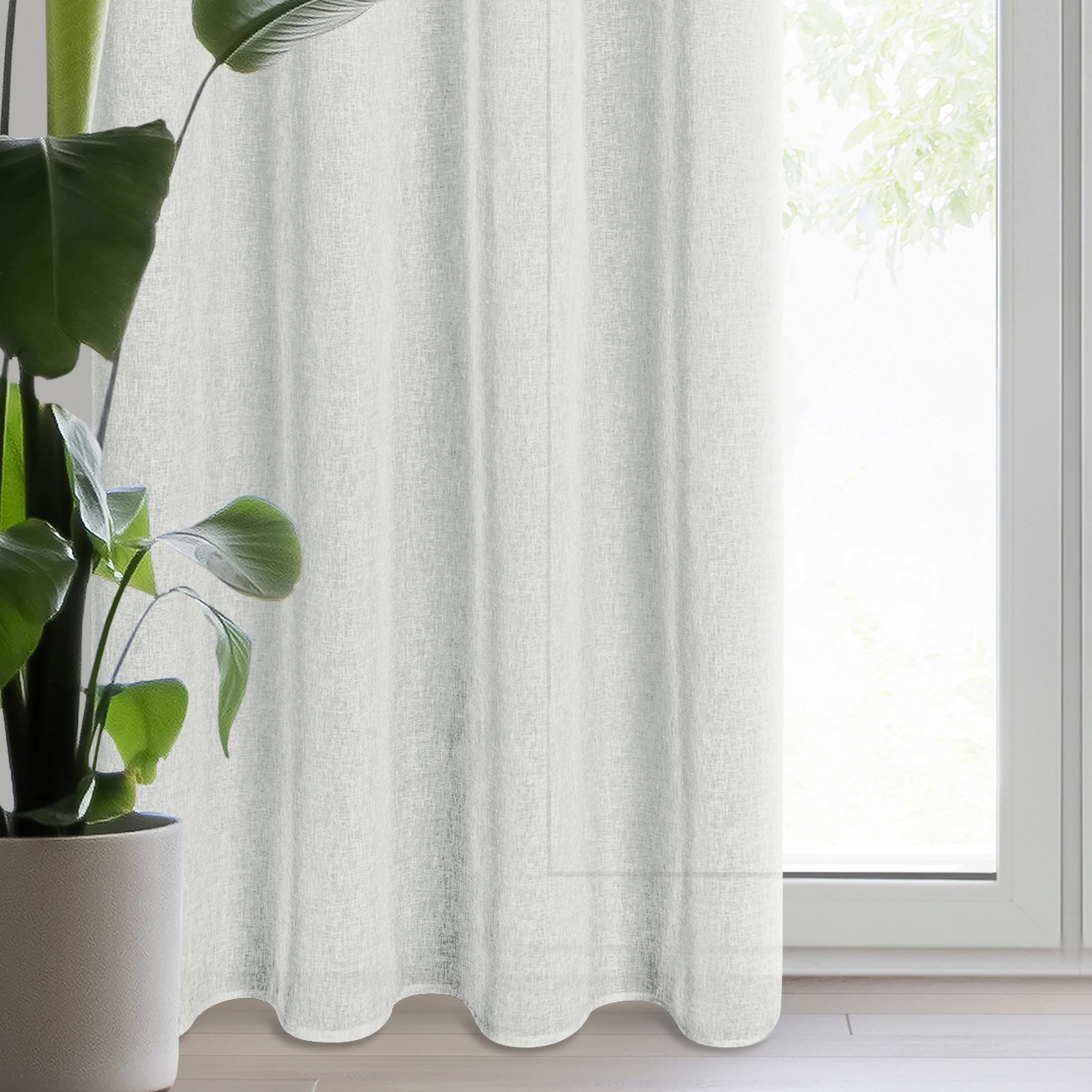 Zasłona kremowa o strukturze deszczyku z etaminy 140x250 cm przelotka - ANGELIKA | eurofirany