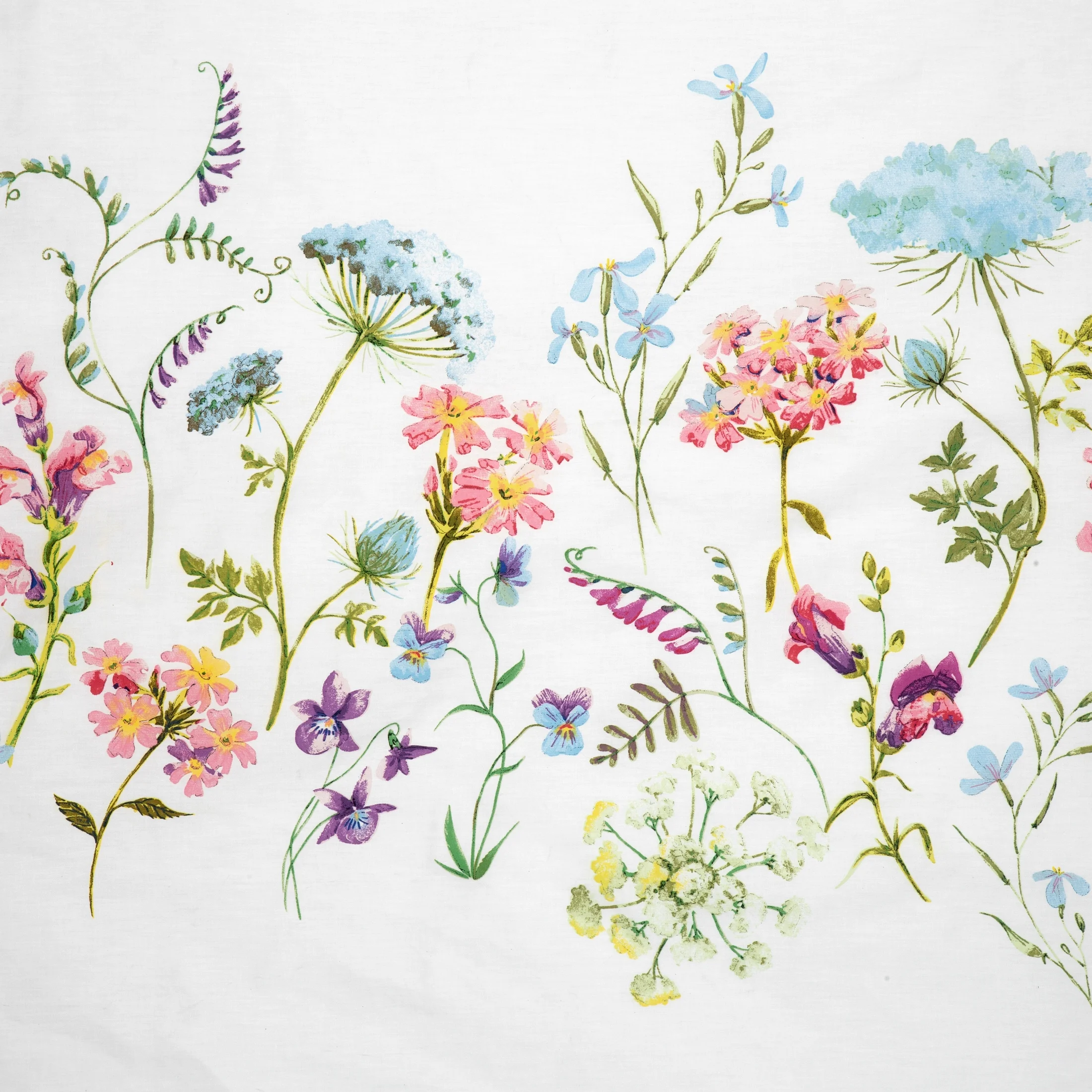 Pościel 220x200 cm komplet 3 częściowy bawełniana kolor biały, zielony z botanicznym wzorem w stylu romantycznym SPRING 24