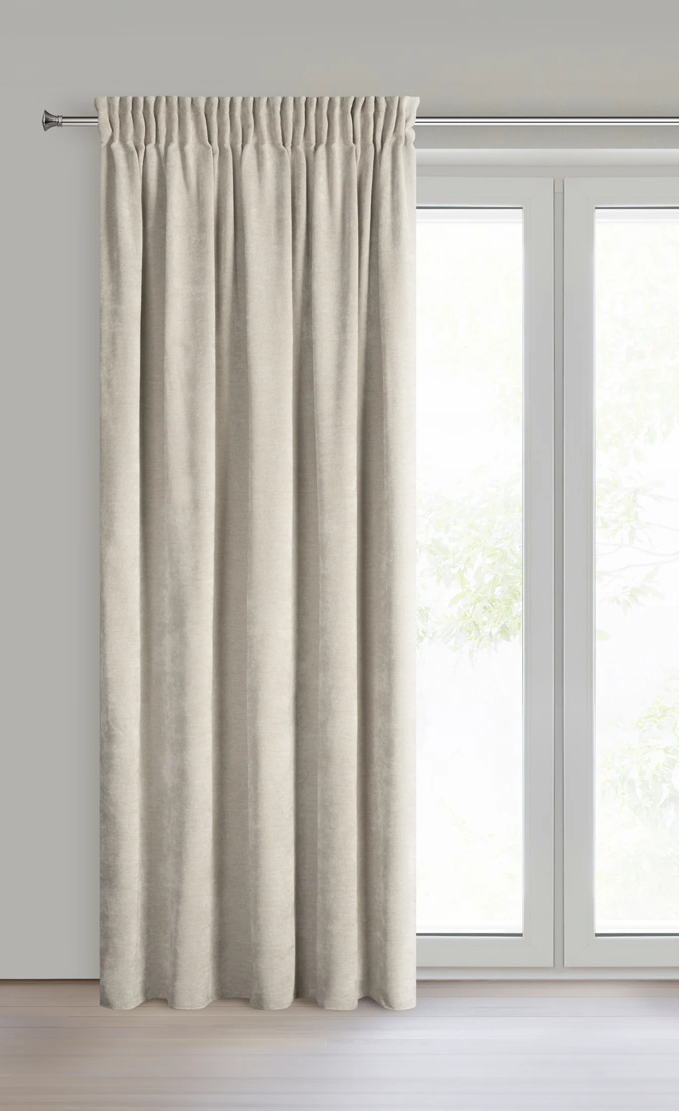 Zasłona beżowa o szenilowej strukturze 140x270 cm taśma - NILO