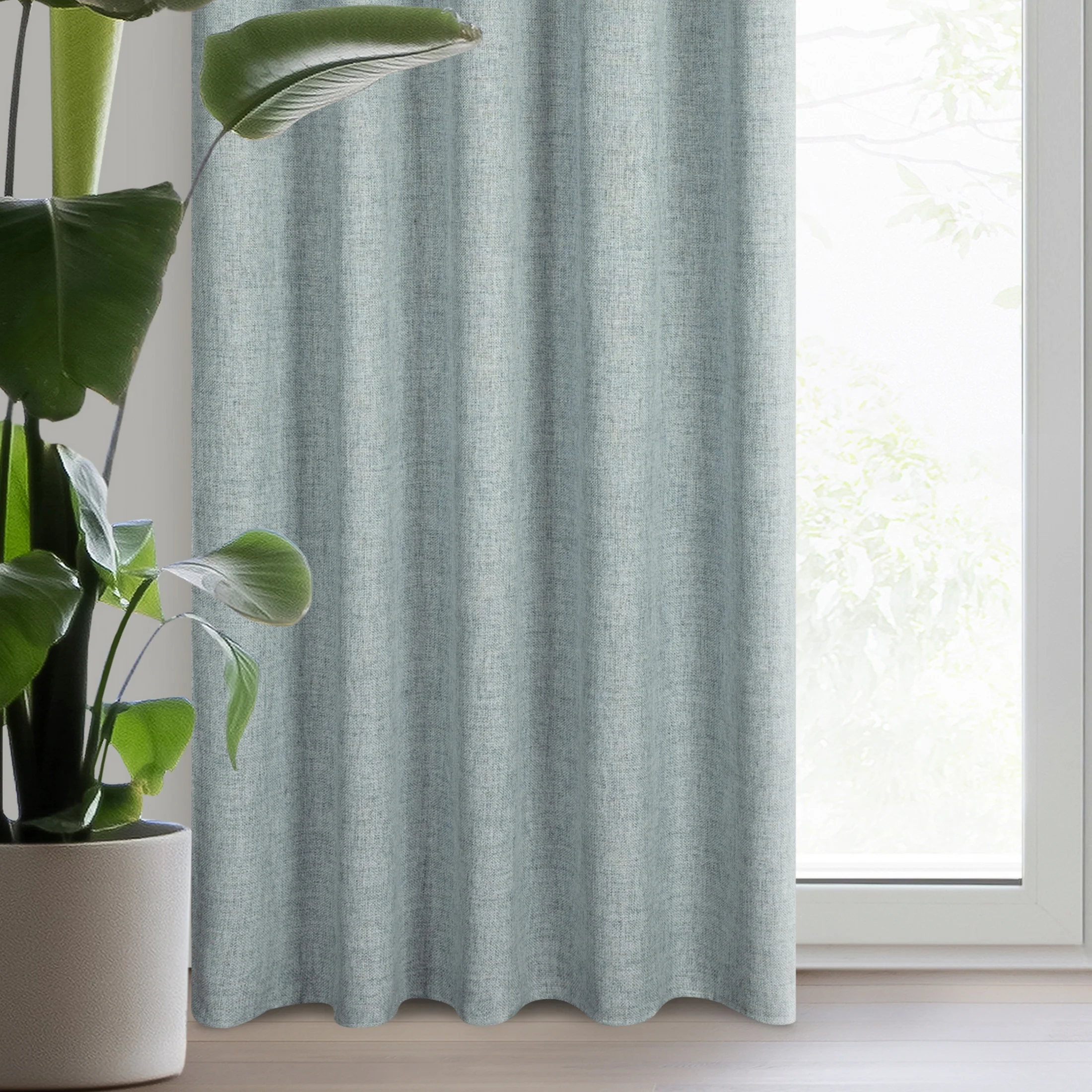 Zasłona jasnoniebieska w stylu eko 140x270 cm taśma - JULA2 | eurofirany