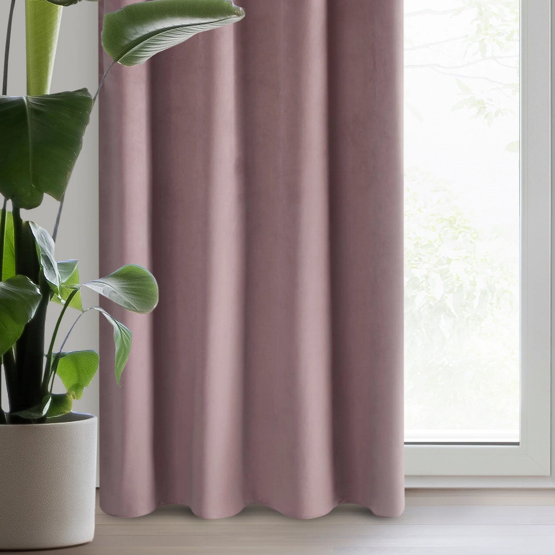 Zasłona welwetowa pudrowy róż gładka 140x250 cm przelotka - PIERRE | eurofirany