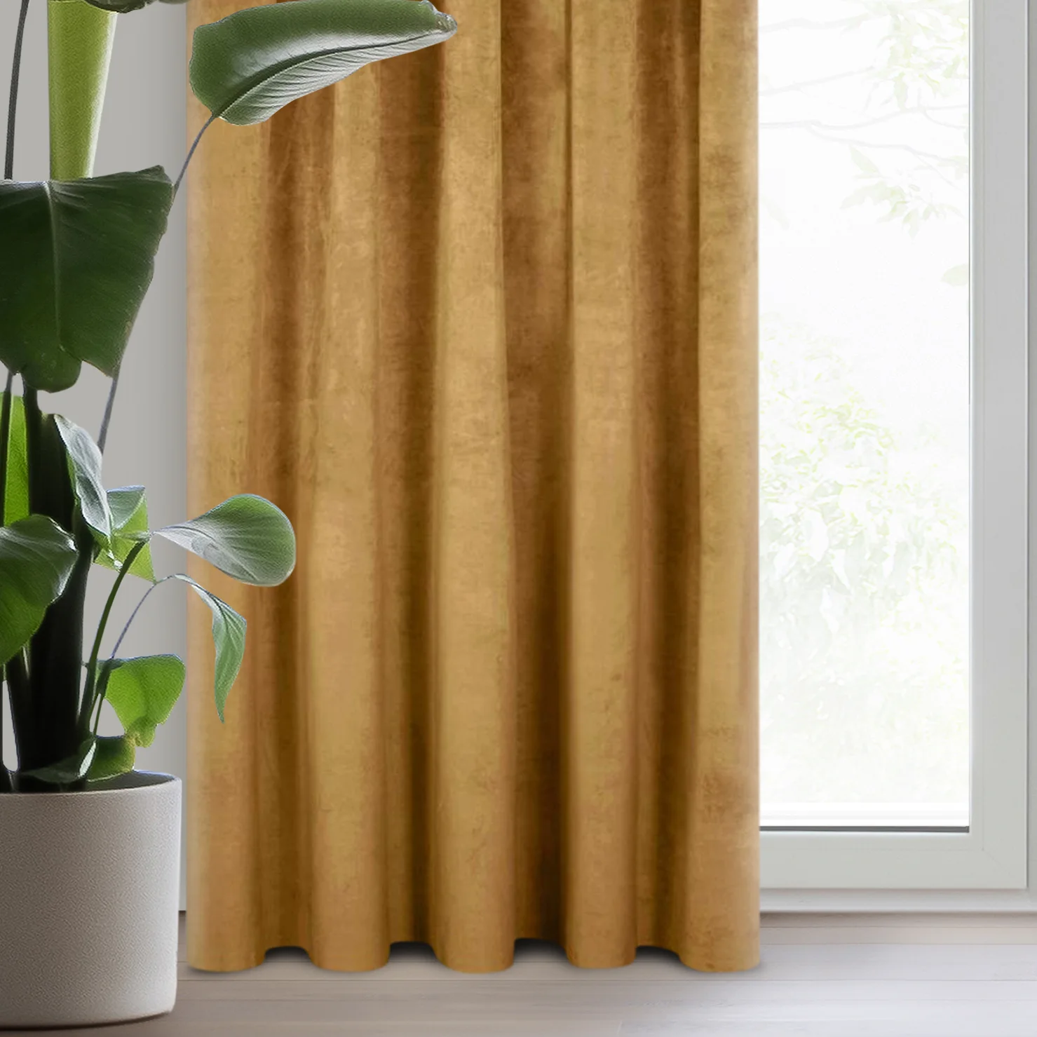 Zasłona miodowa z ekskluzywnego aksamitnego welwetu 290 g/m2 140x270 cm taśma - VILLA | eurofirany