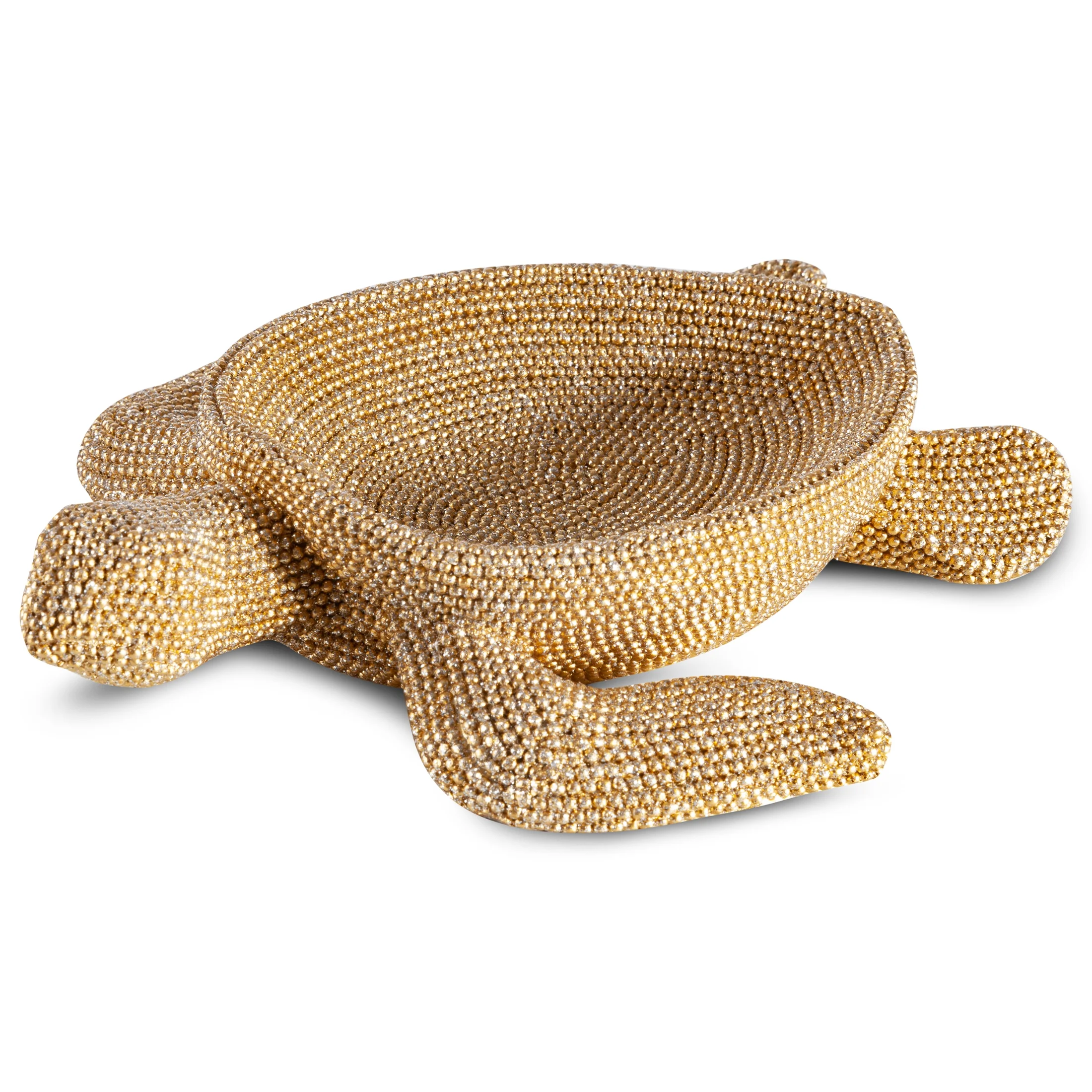 Żółw - figurka dekoracyjna ELDO o drobnym strukturalnym wzorze, złota | eurofirany