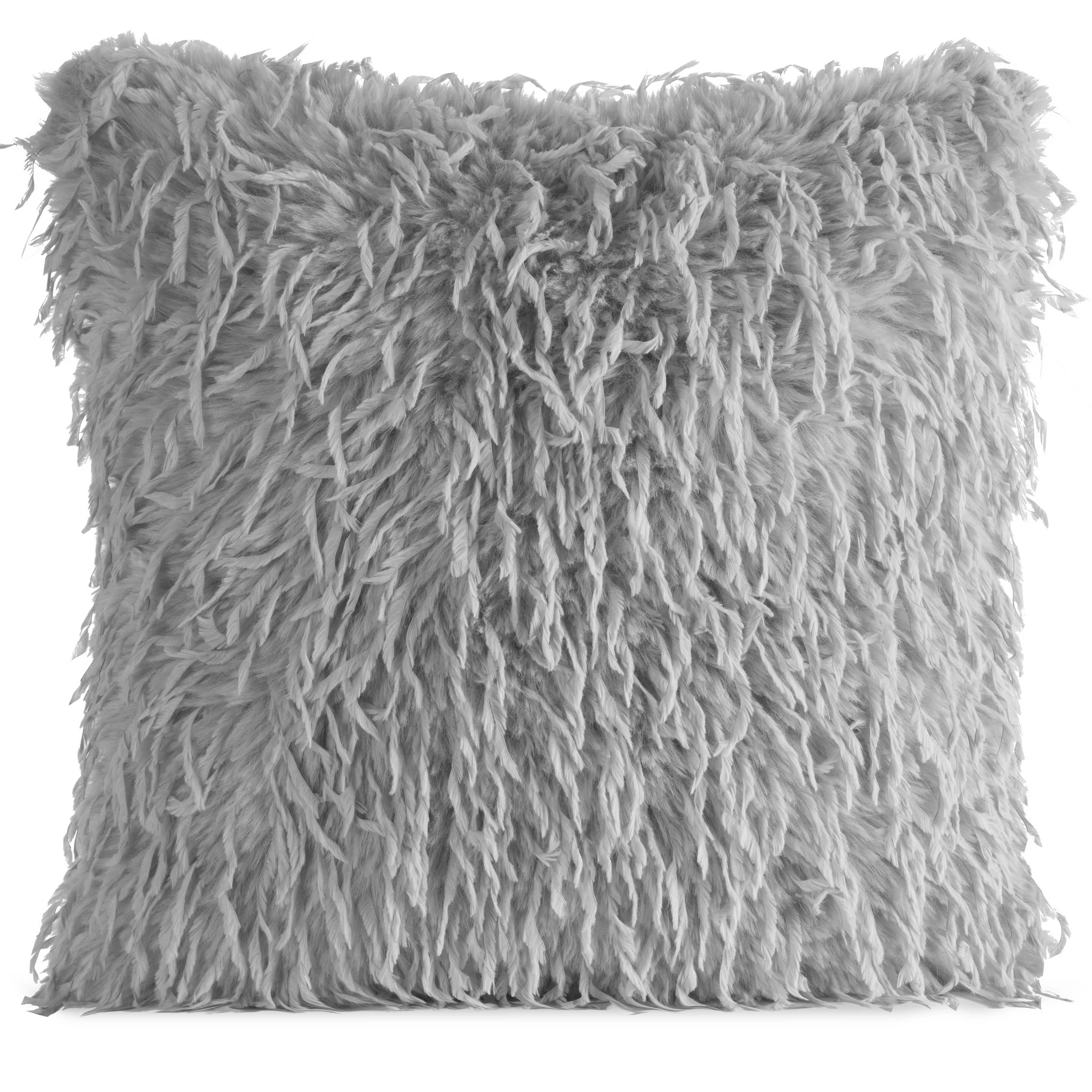 Poszewka na poduszkę 45x45 cm z srebrna miękkiego futerka ADORE | eurofirany