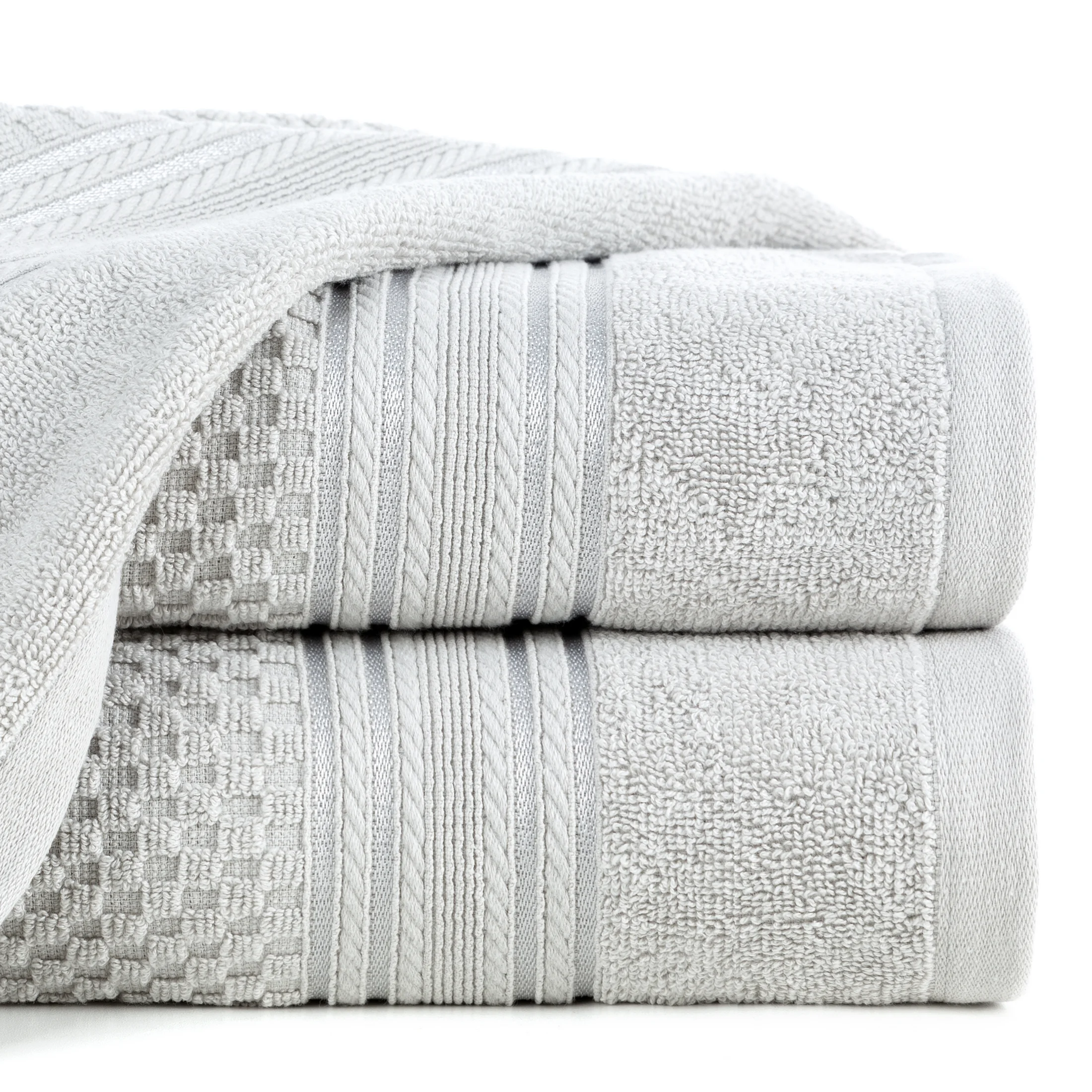 Ręcznik do rąk 30x50 cm bawełniany kolor srebrny zdobiony subtelnymi paseczkami 500 g/m2 DAVOS