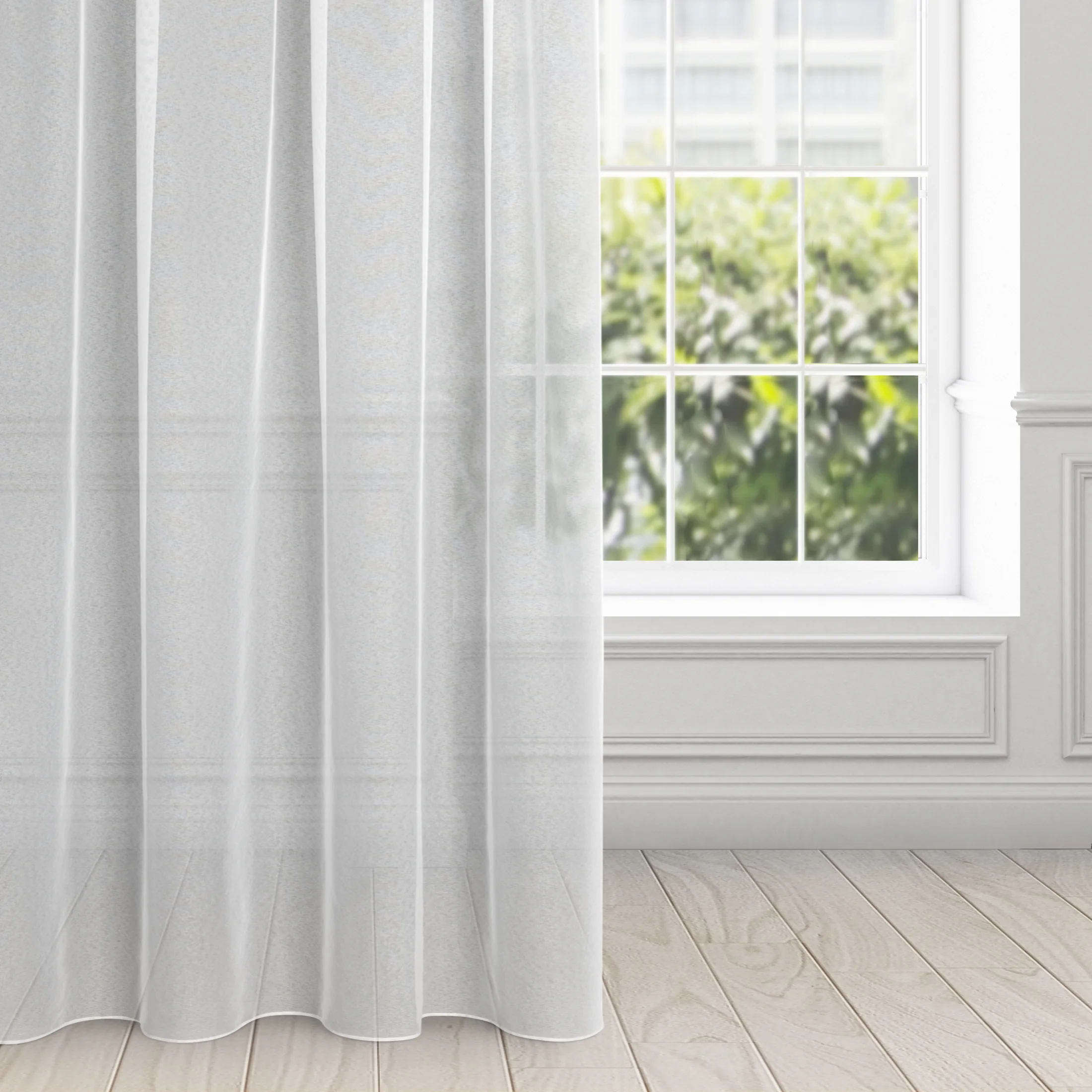 Firana biała z gładkiej tkaniny o strukturze drobnej siateczki 140x270 cm taśma TAMINA | eurofirany