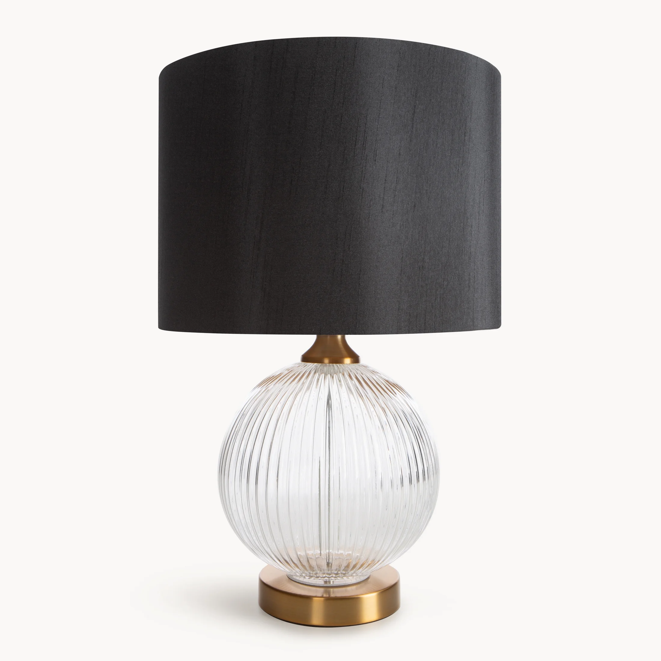 Lampa stołowa nocna czarno, złota IVY z szklana okrągłą podstawą