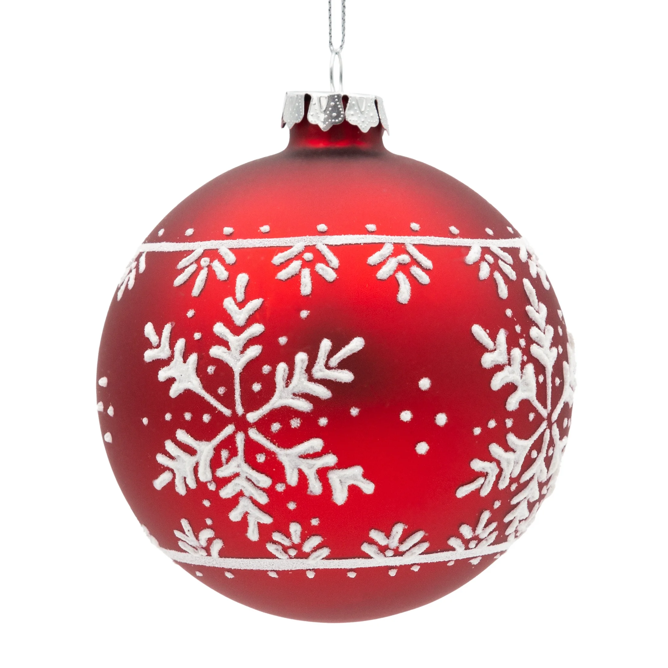 Szklana bombka ręcznie zdobiona śnieżynkami | eurofirany