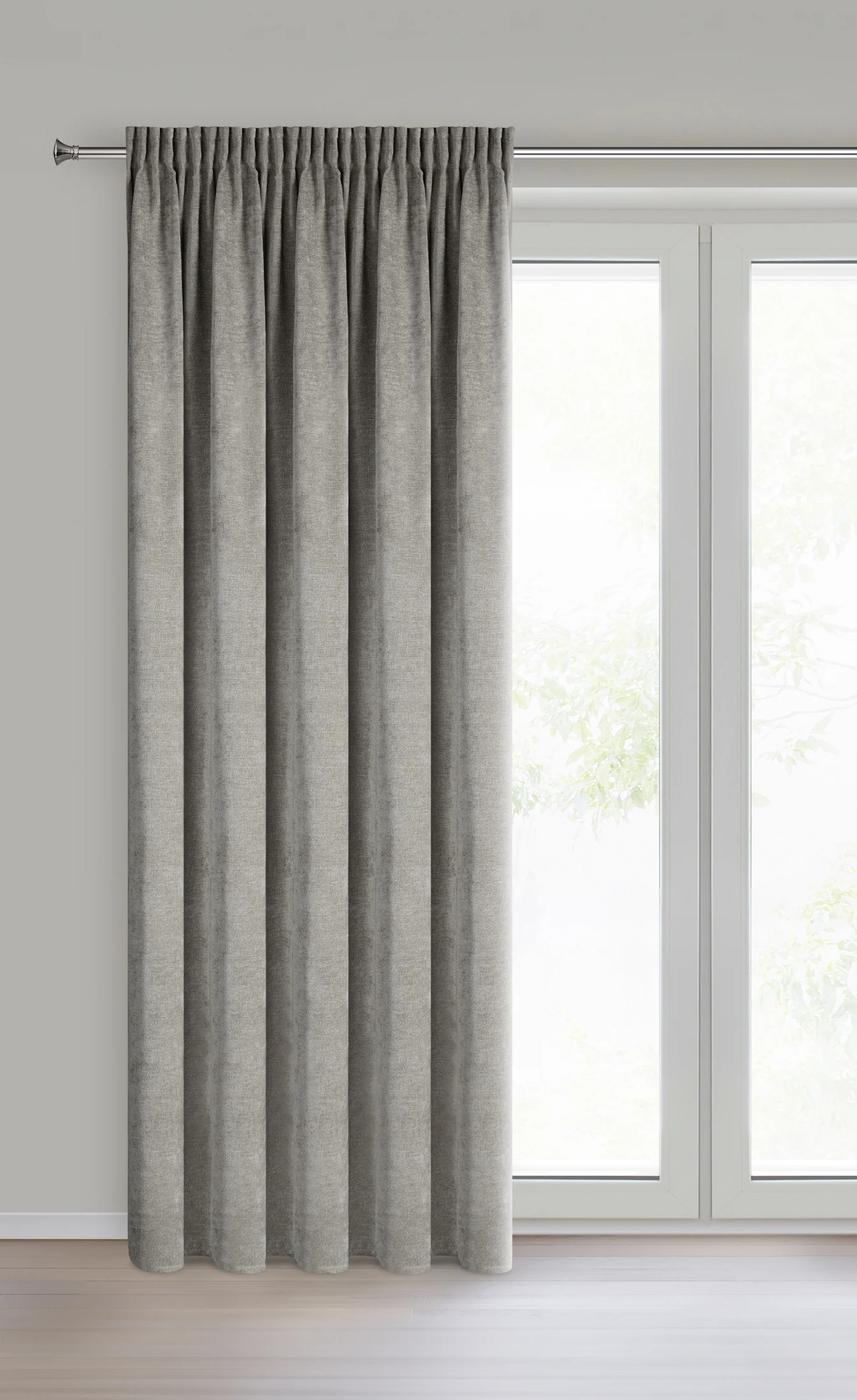 Zasłona beżowa o szenilowej strukturze 140x270 cm taśma - NESKA