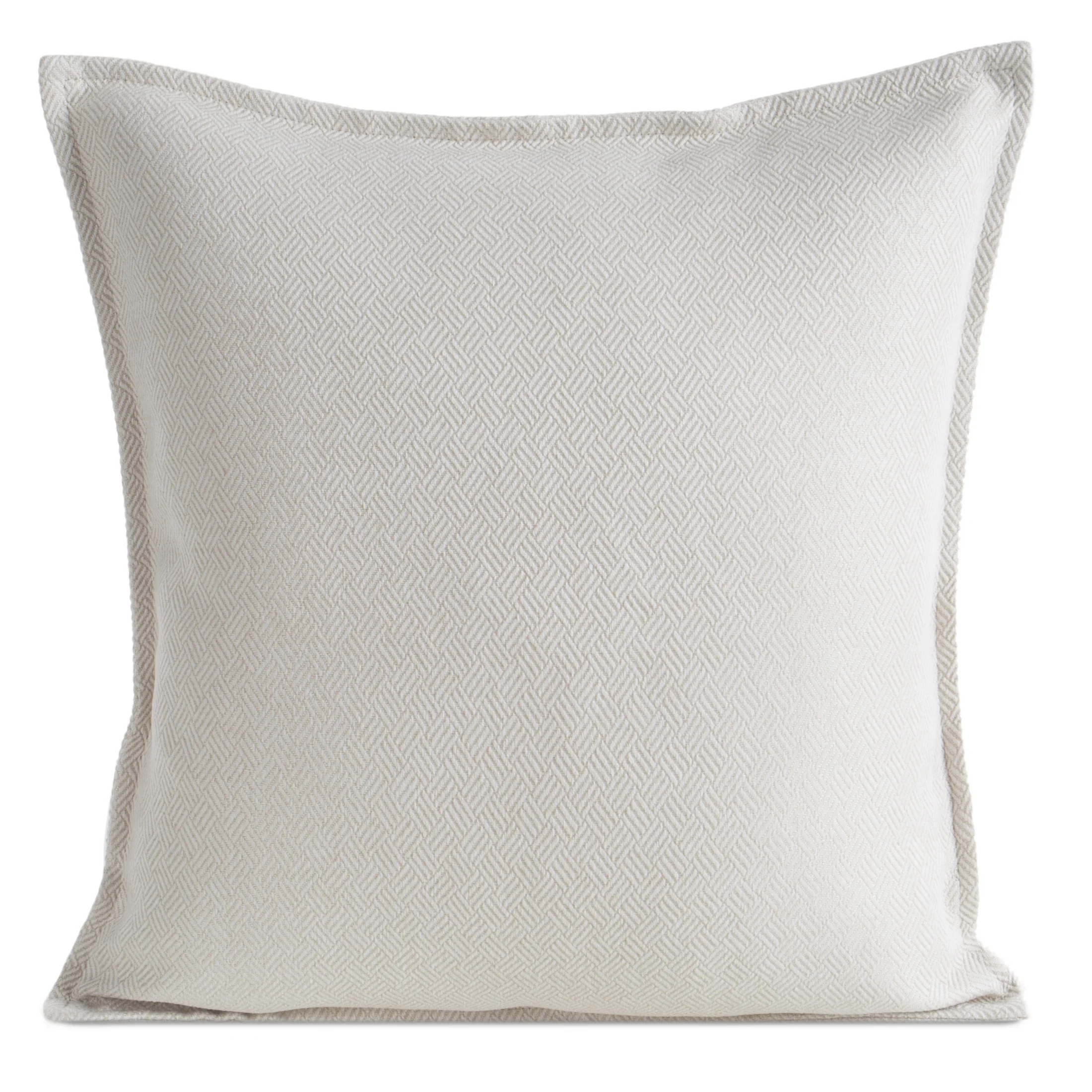 Poszewka na poduszkę 45x45 cm kremowa z żakardowej tkaniny z ozdobną wypustką LUNA - kolekcja TOLEDO | eurofirany
