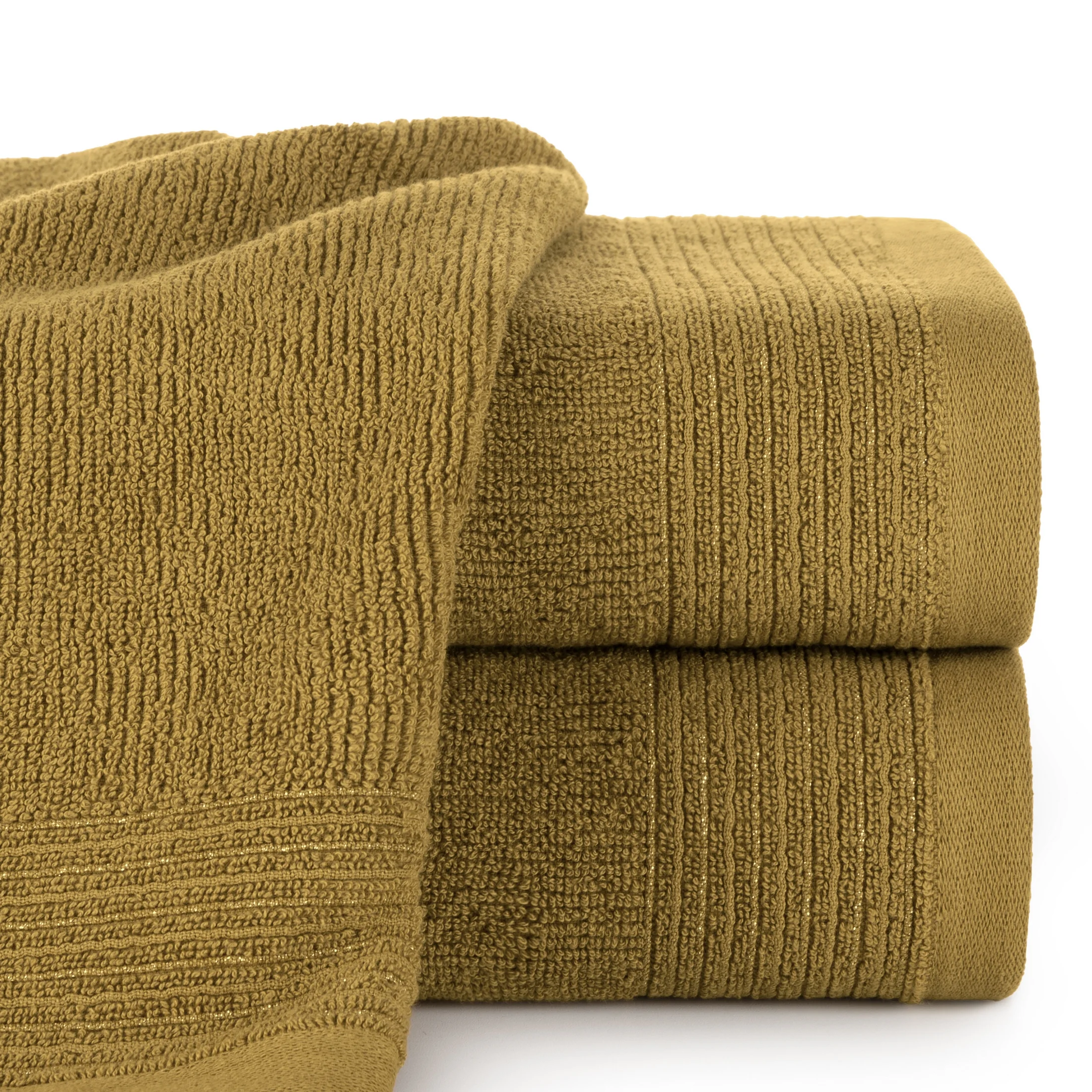 Ręcznik kąpielowy 50x90 cm bawełniany kolor miodowy zdobiony błyszczącą bordiurą 500 g/m2 LARI