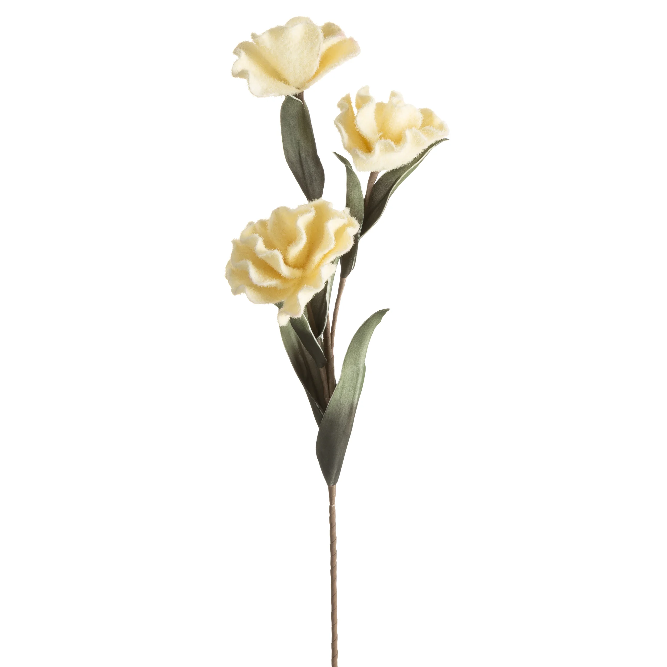 Kwiat sztuczny goździk kremowy z plastycznej pianki foamiran 94 cm