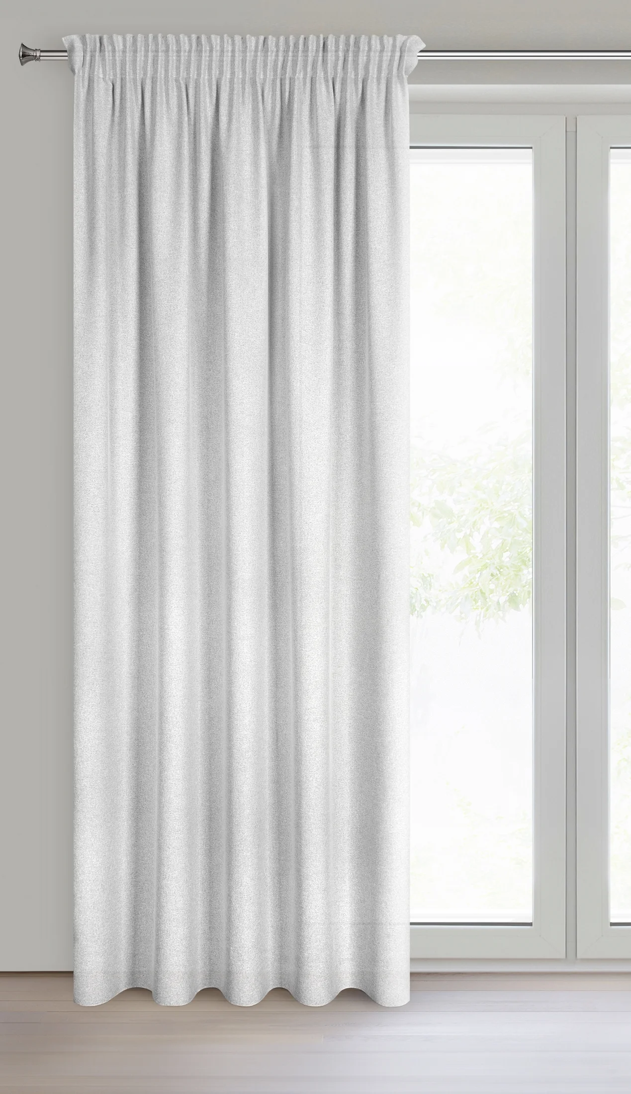 Zasłona srebrna w stylu eko 140x270 taśma - ERIS